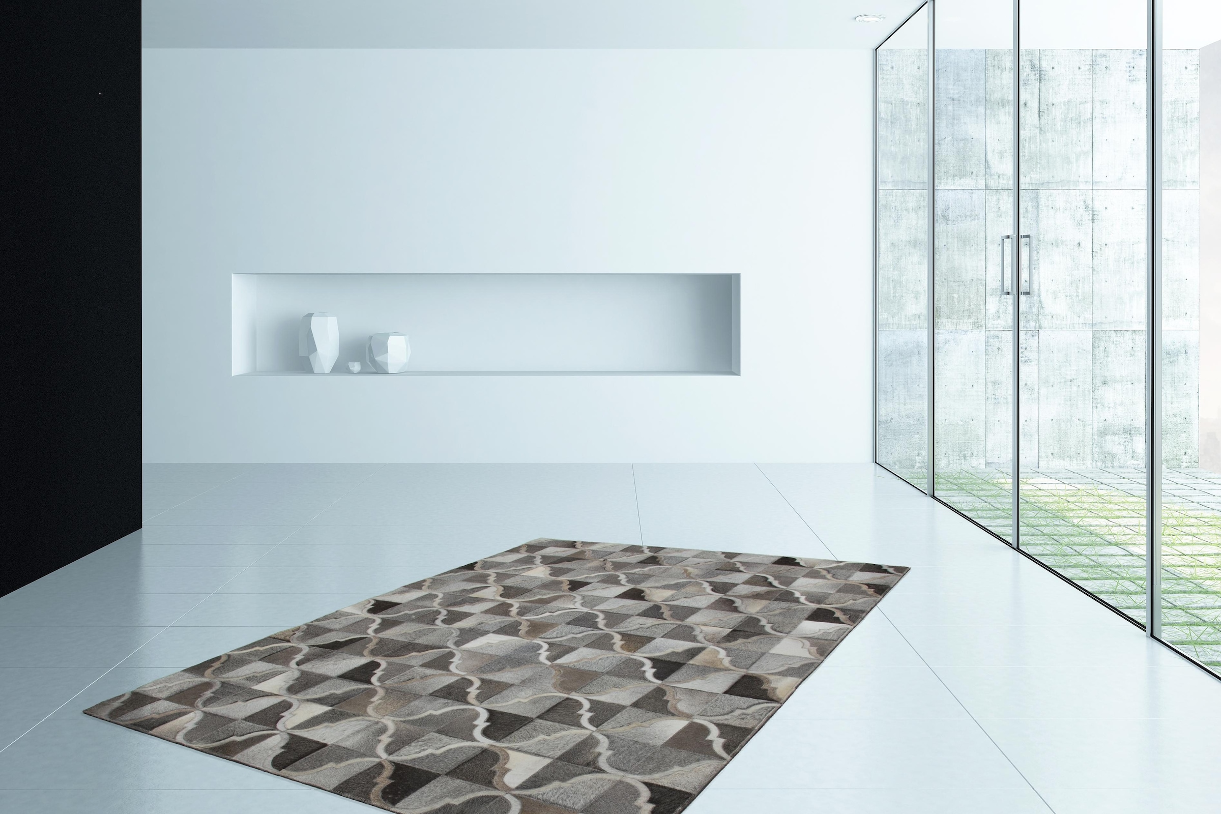 Kayoom Fellteppich »Lavish 310 Lederteppich«, rechteckig, 8 mm Höhe, Patchwork-echtes Leder-Fell, Wohnzimmer