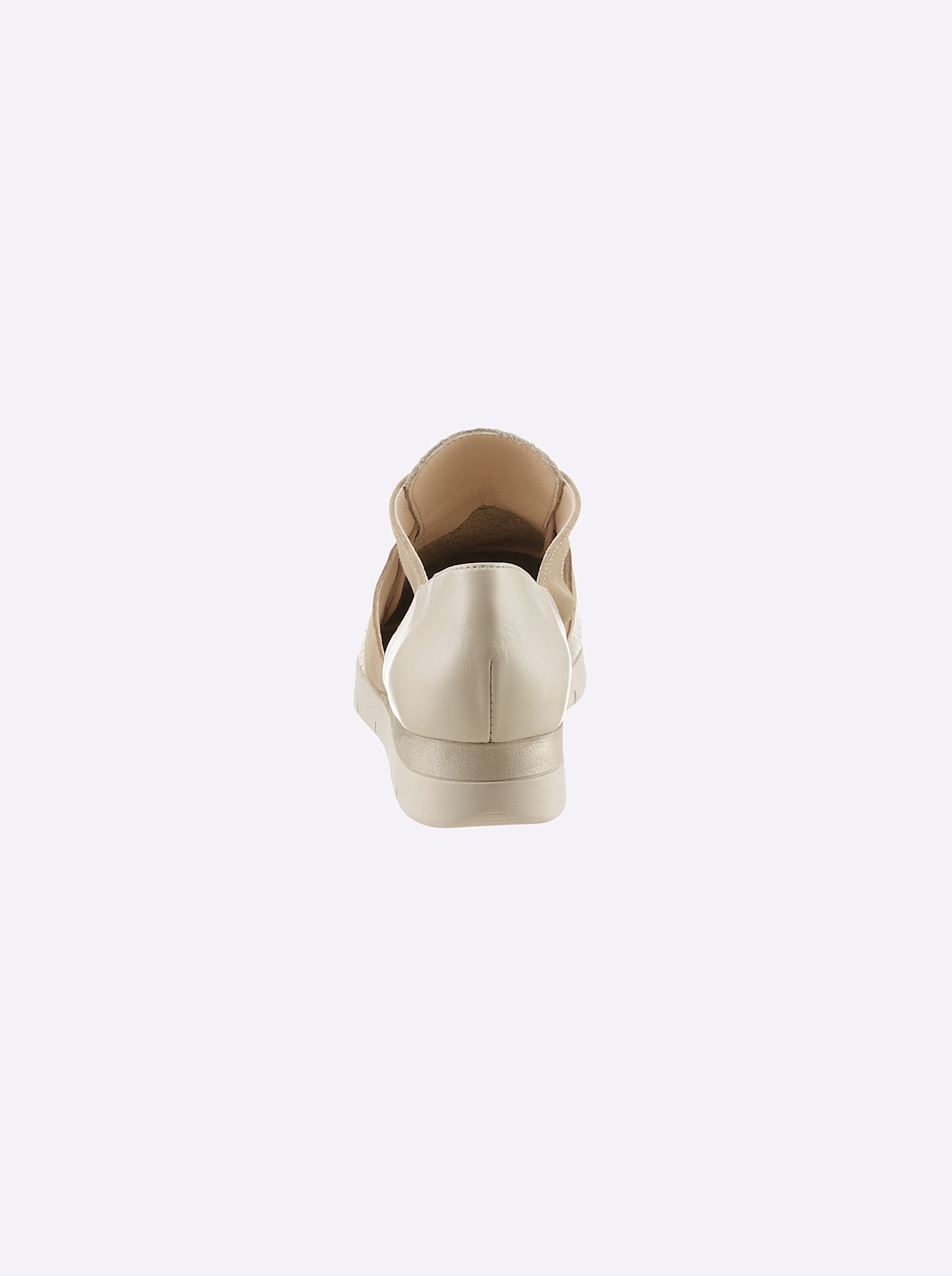 Schnürschuh HEINE, Damen, Gr. 35, beige (sand), Glattleder, Leder, Rindsleder, Veloursleder, Schuhe Schnürschuh 3