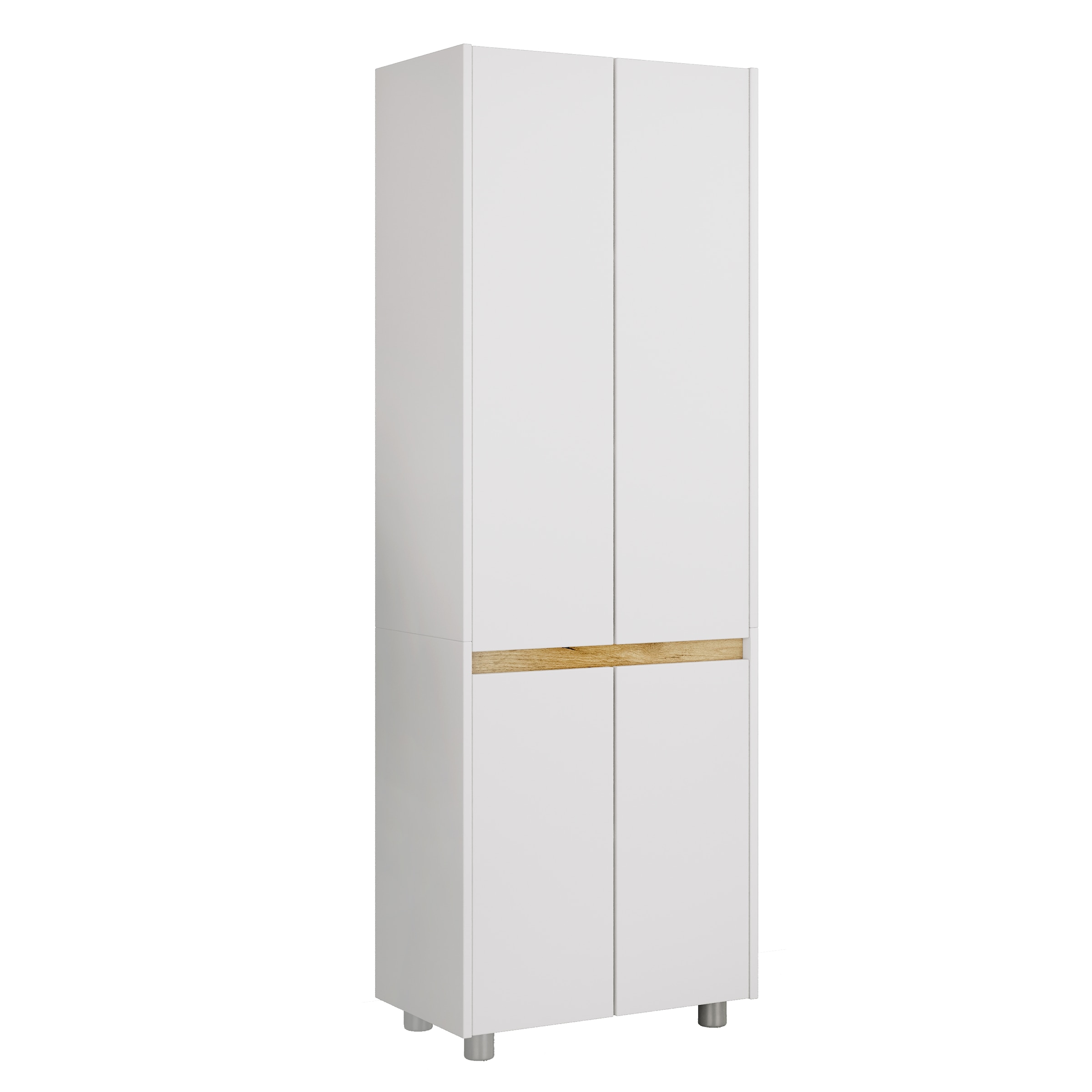 Hochschrank VCM, B:57cm T:33cm, braun, Obermaterial: 100% Holz Wood., Küche, Schränke, "Badmöbel Hochschrank 165x57x33 Drehtüren Cosila"