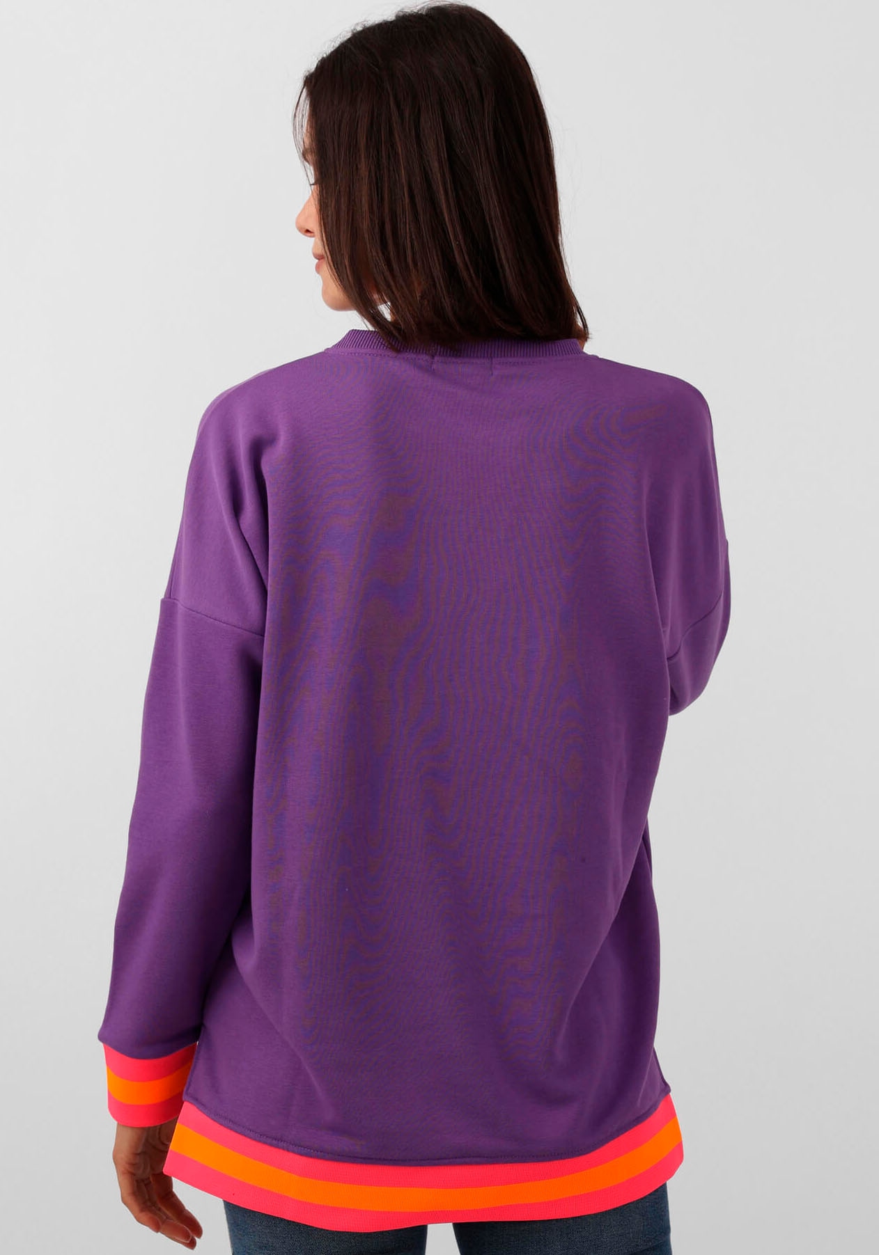 Zwillingsherz Sweatshirt »Dana«, mit "Good Mood"-Schriftzug und neonfarbenen Bündchen