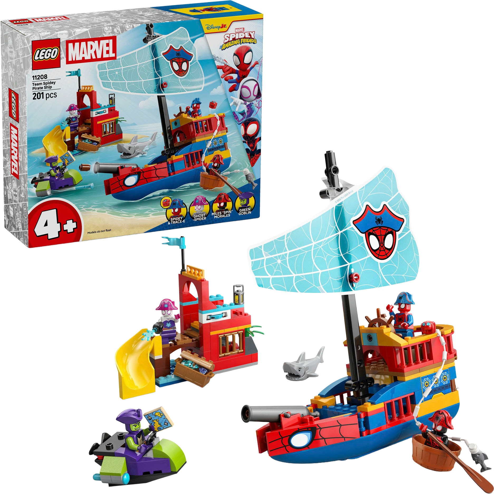 LEGO Kinder Konstruktionsspielsteine "Piratenschiff von Spideys Team (11208), LEGO Spidey"bunt, Kunststoff, Spielbausteine, Made in Europe