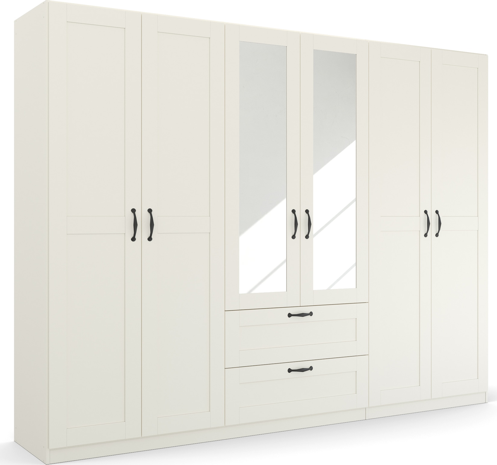 rauch Drehtürenschrank "Kleiderschrank Schrank Garderobe Ankleide COTTAGE BY QUADRA SPIN" Breiten: 181/226/271 cm, Höhe 210 cm, in skandinavischem Landhausstil, mit Schubladen und Spiegel