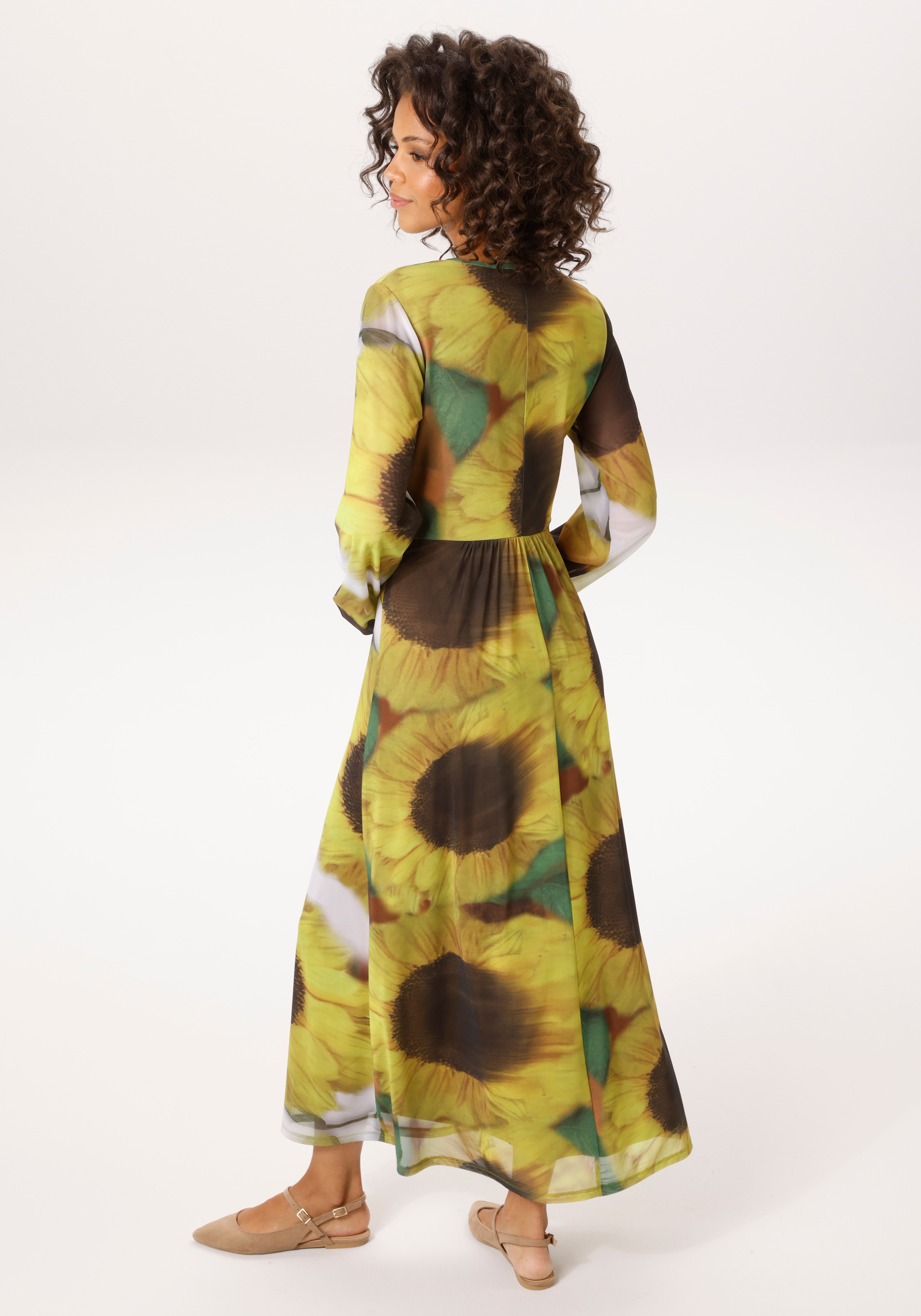 Aniston CASUAL Maxikleid mit großflächigen Sonnenblumen bedruckt - NEUE KOLLEKTION