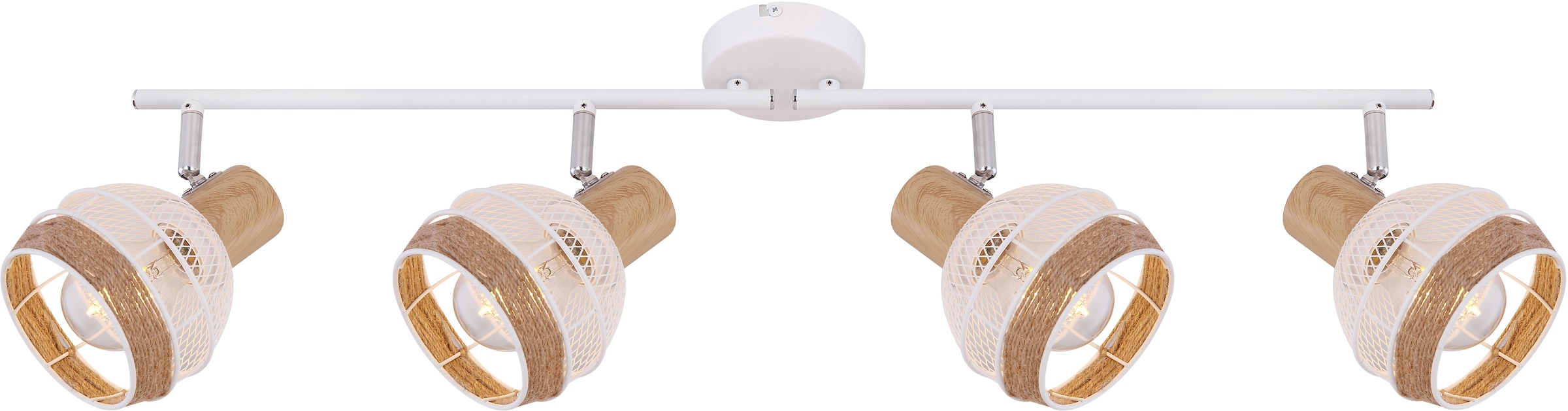 GLOBO LIGHTING Deckenstrahler "WIDY", weiß, 1 Stk., Leuchten, Deckenstrahler/weiß/holzoptik/Hanf braun/Flur/Wohnzimmer, Deckenstrahler