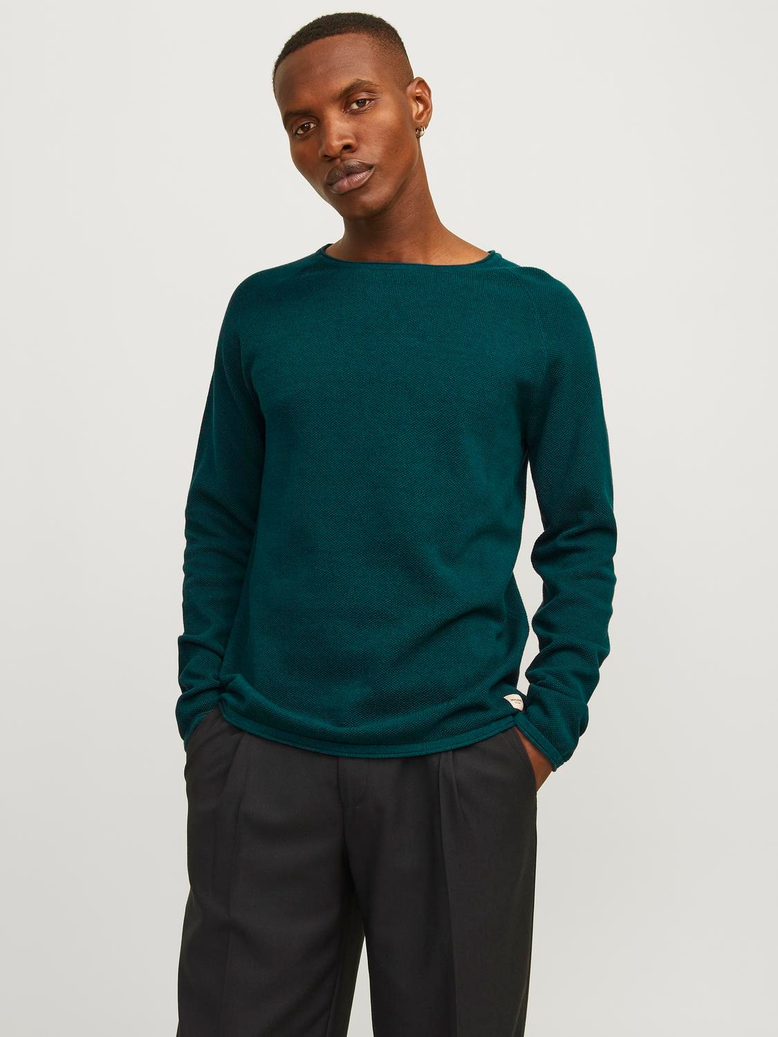 Jack & Jones Rundhalspullover "JJEHILL KNIT CREW NECK NOOS", aus Strukturstrick