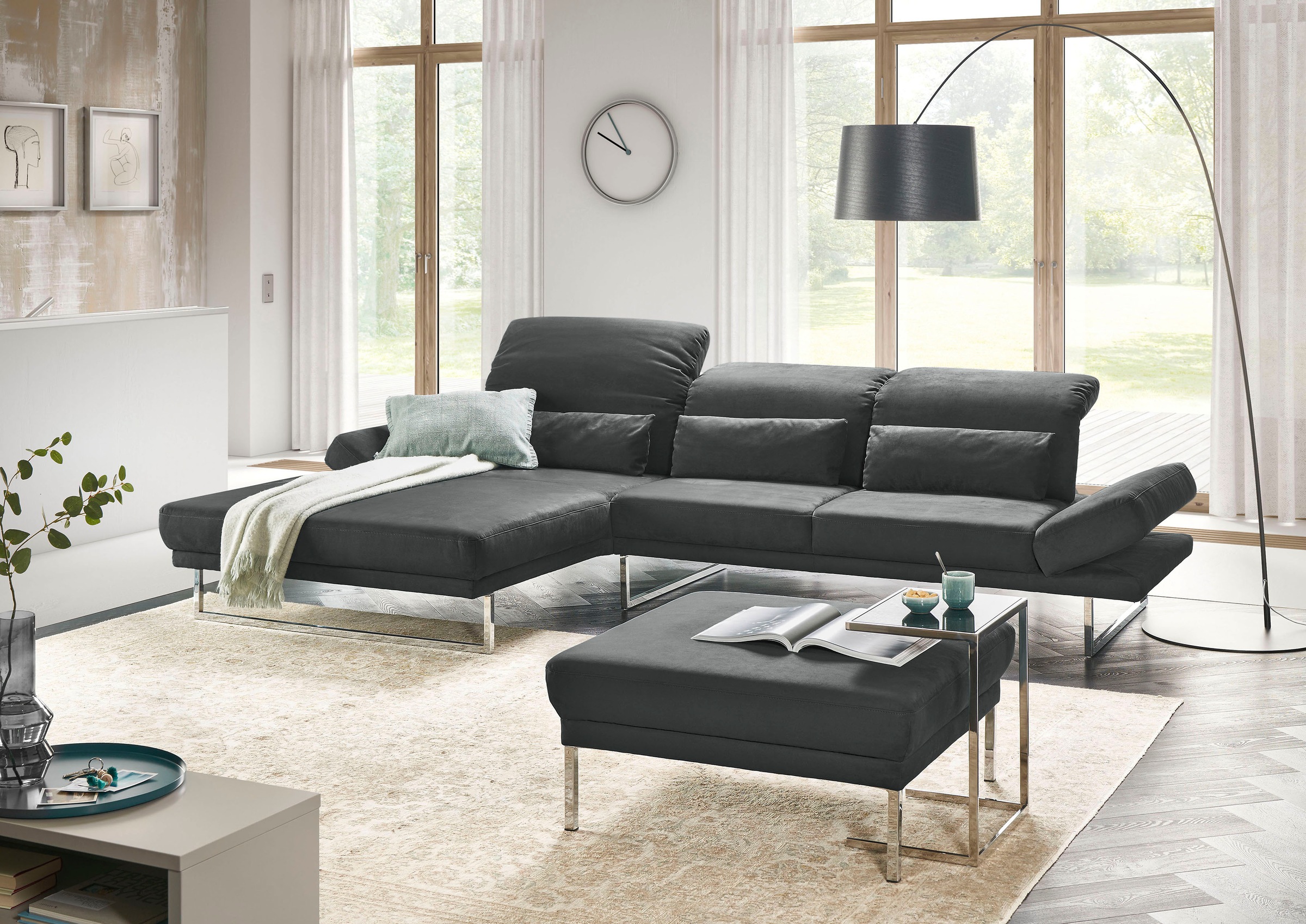 3C Candy Ecksofa »Mallow Designsofa mit Komfortfunktionen, modern und bequem, L-Form«, Verstellbare Armlehne und Kopfteil, manuelle Sitztiefenverstellung