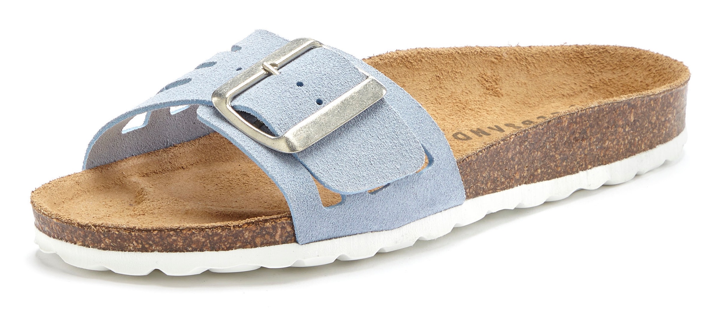 Pantolette ELBSAND "Sandale, Mule, offener Schuh, Sommerschuh, Lederpantolette", Damen, Gr. 41, blau (hellblau), Obermaterial: 100% Rindsleder. Decksohle: 100% Rindsleder. Laufsohle: 100% Synthetik, unifarben, Schuhe Pantolette, aus Leder mit weichem Kork 2