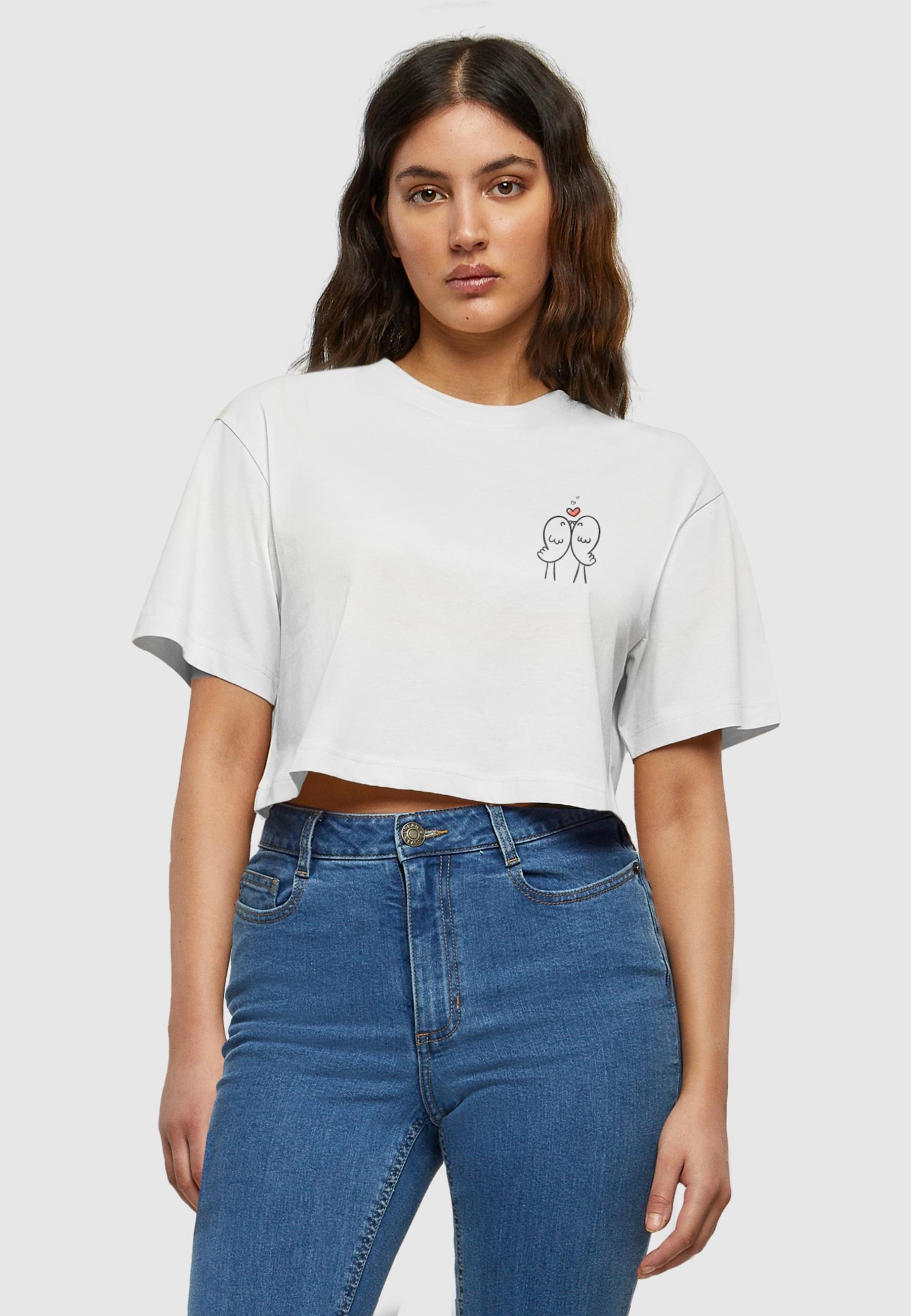 Merchcode T-Shirt »Merchcode Ladies Hugs & Love - Birds Love Short Oversized Tee«, (1 tlg.)
