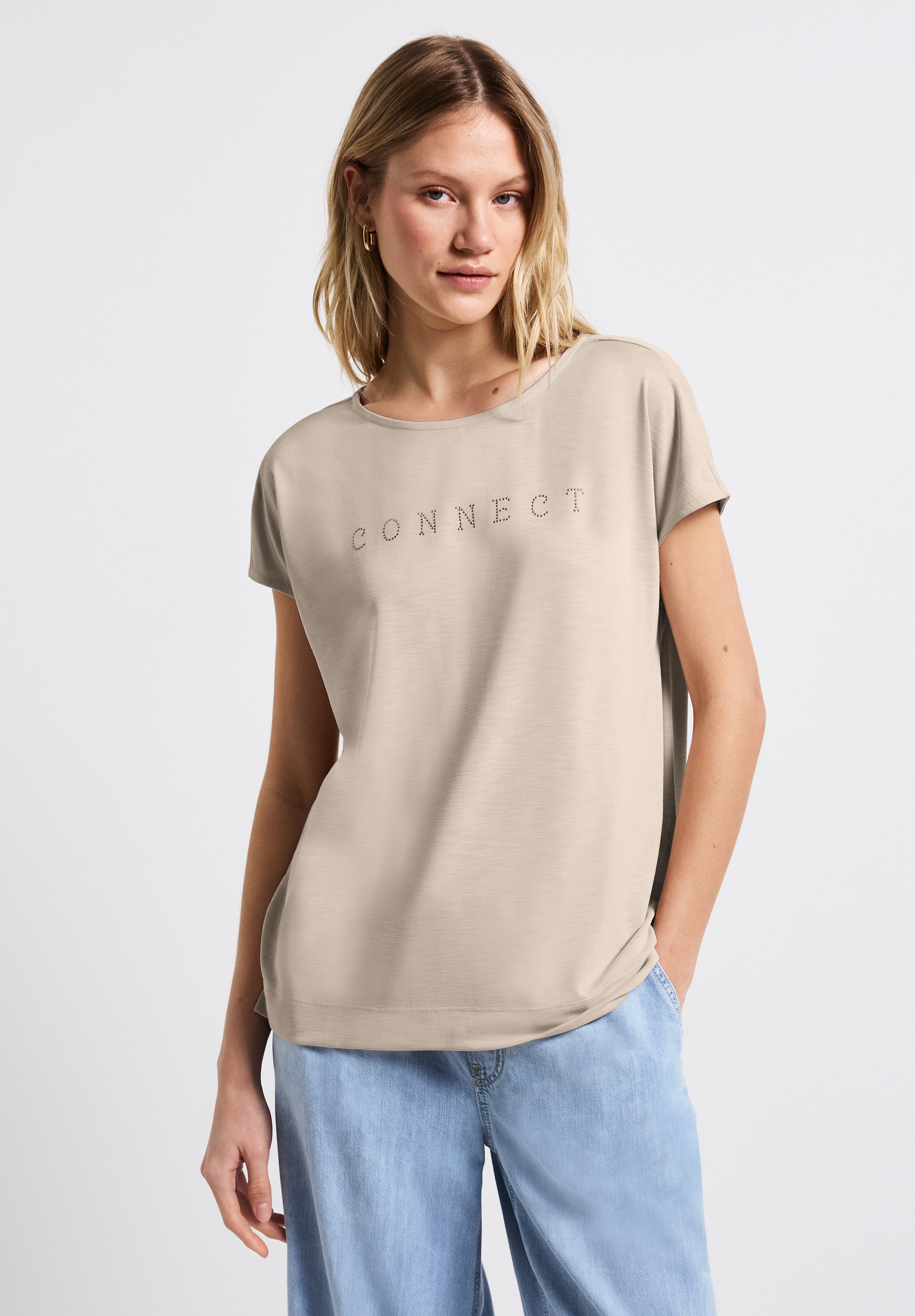 STREET ONE T-Shirt, mit Wording aus Schmucksteinen günstig online kaufen