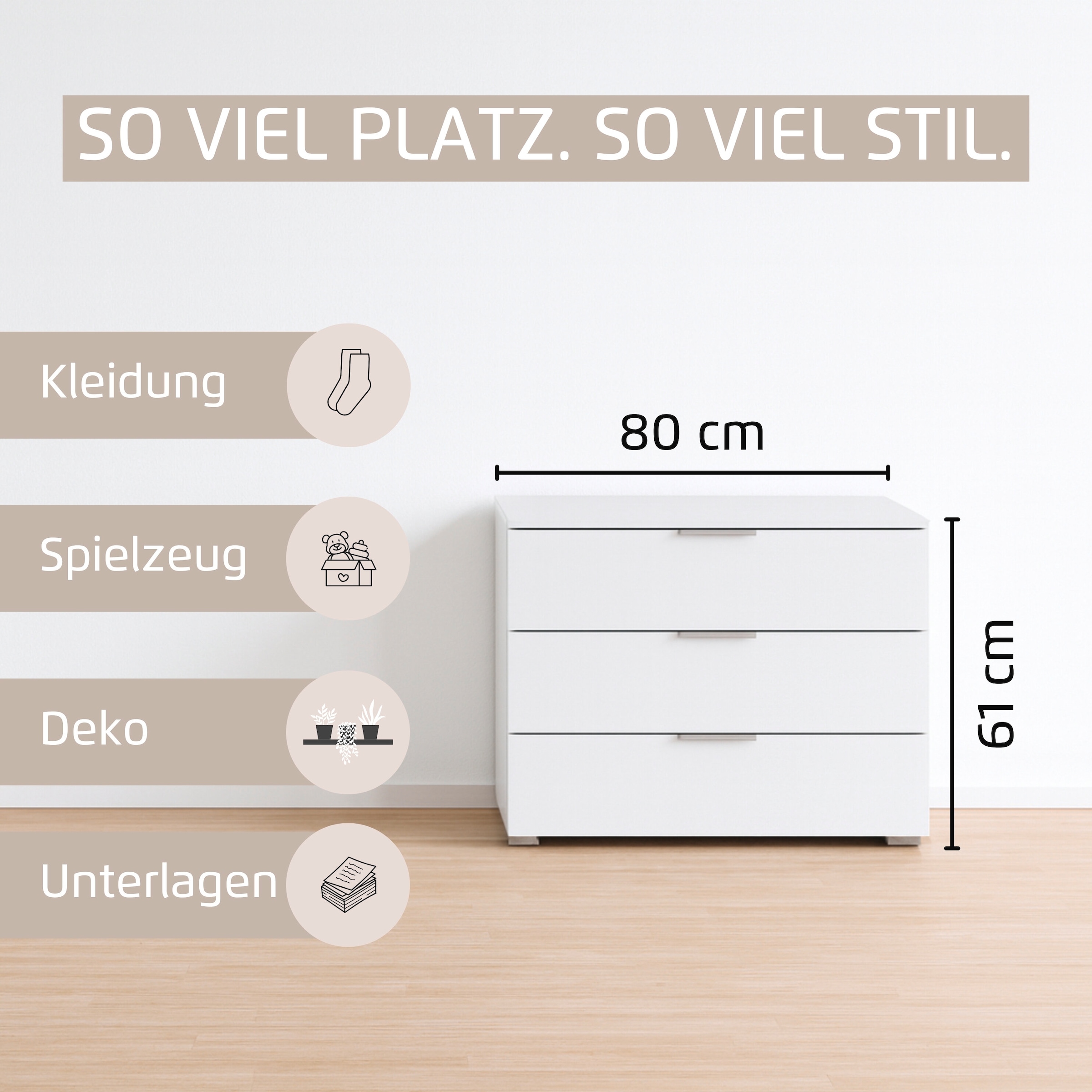 rauch Schubkastenkommode »Astana« Breite 80 cm / Höhe 61 cm, 