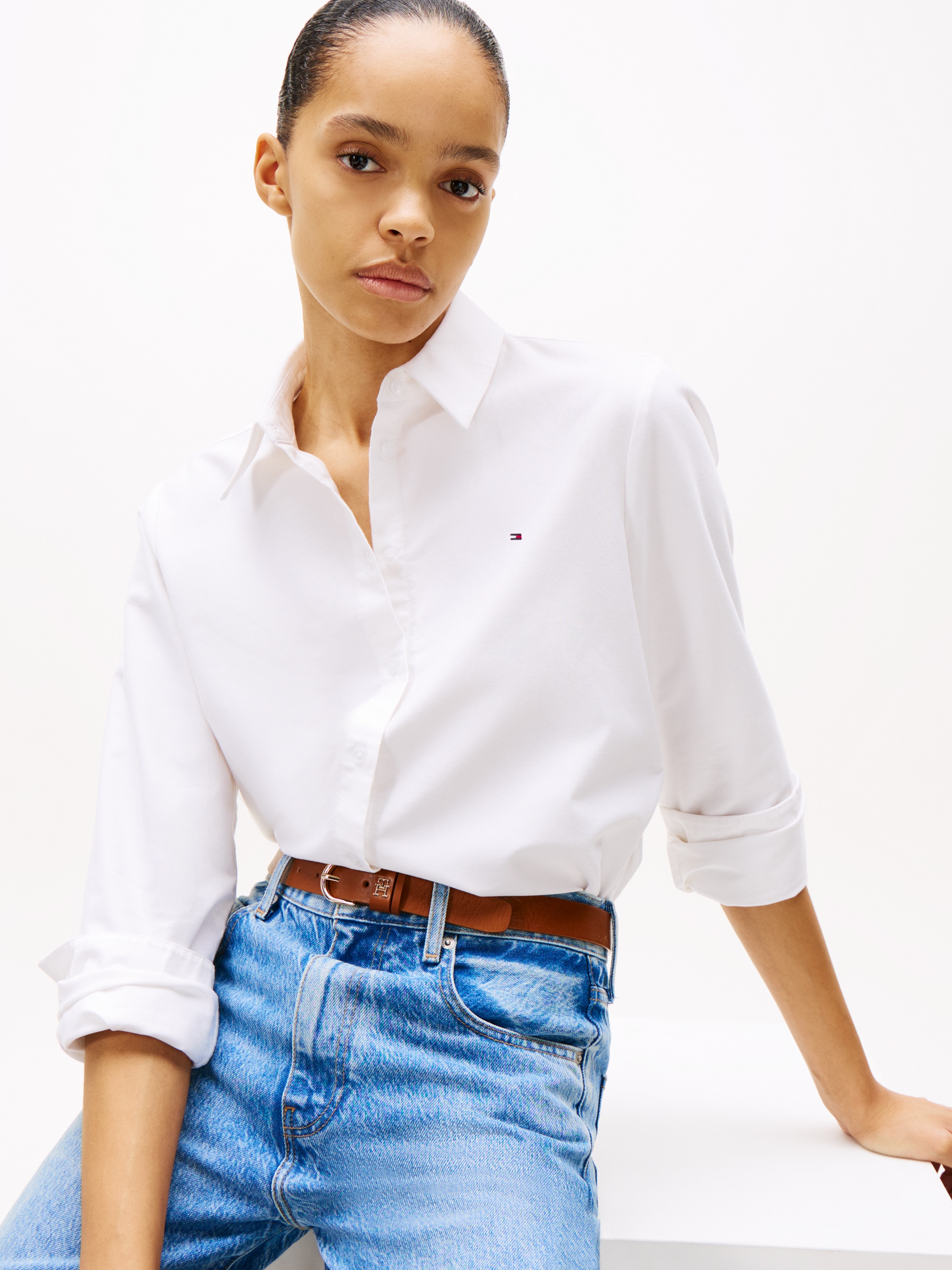Tommy Hilfiger Hemdbluse »OXFORD RELAXED FIT SHIRT«, mit aufgestickter Flag