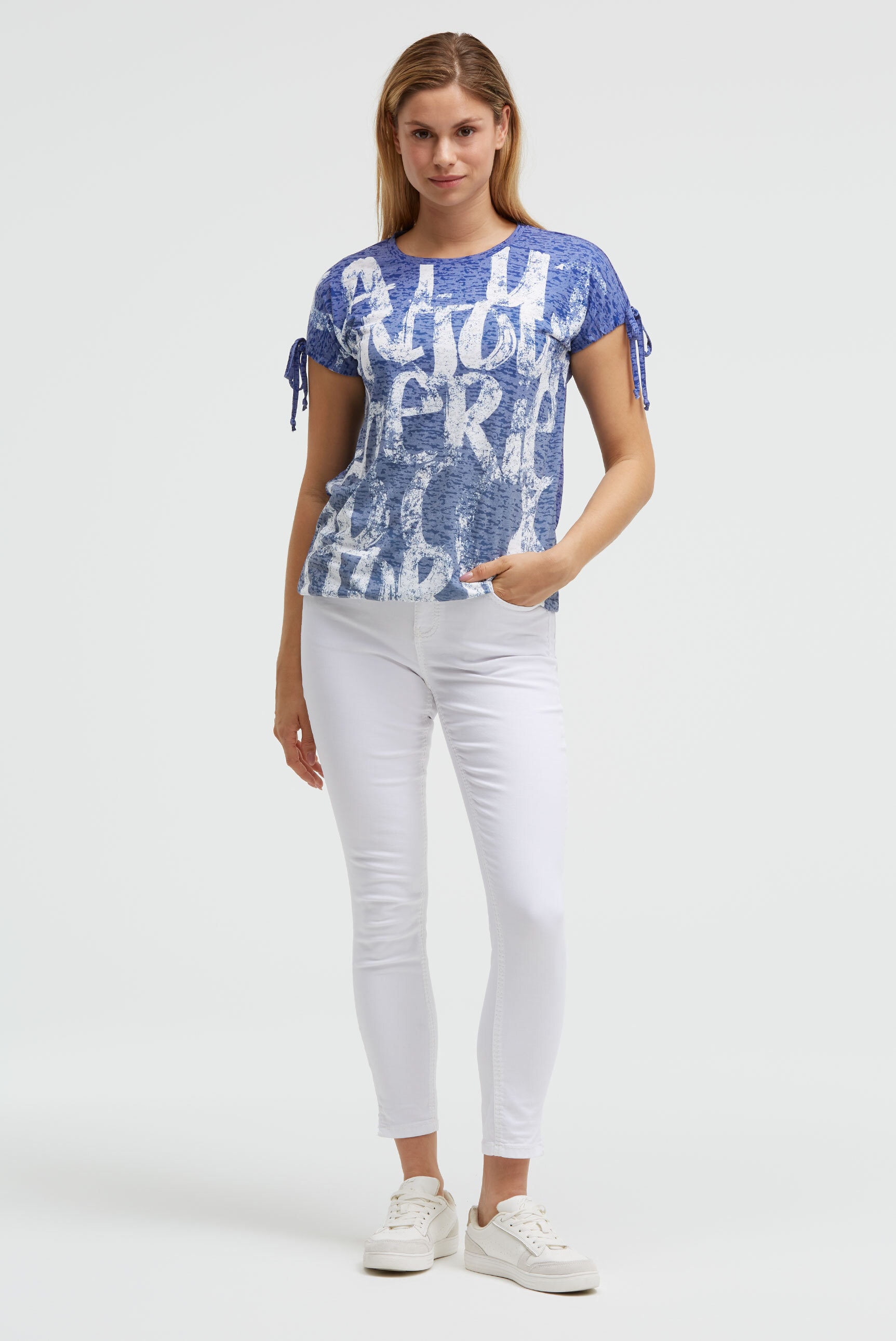 SOCCX Rundhalsshirt mit Ausbrenner-Effekten