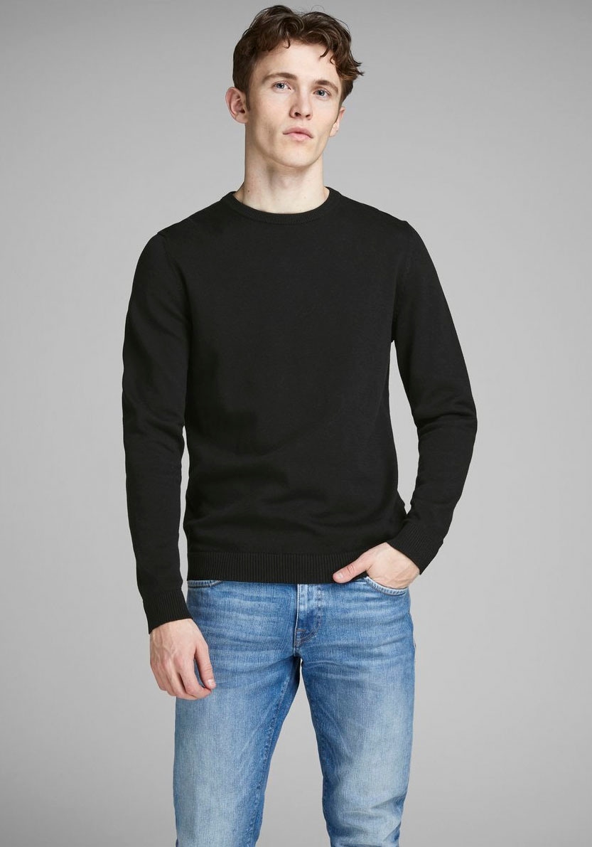 Jack & Jones Rundhalspullover "JJEBASIC KNIT CREW NECK NOOS" Baumwolle, regular fit