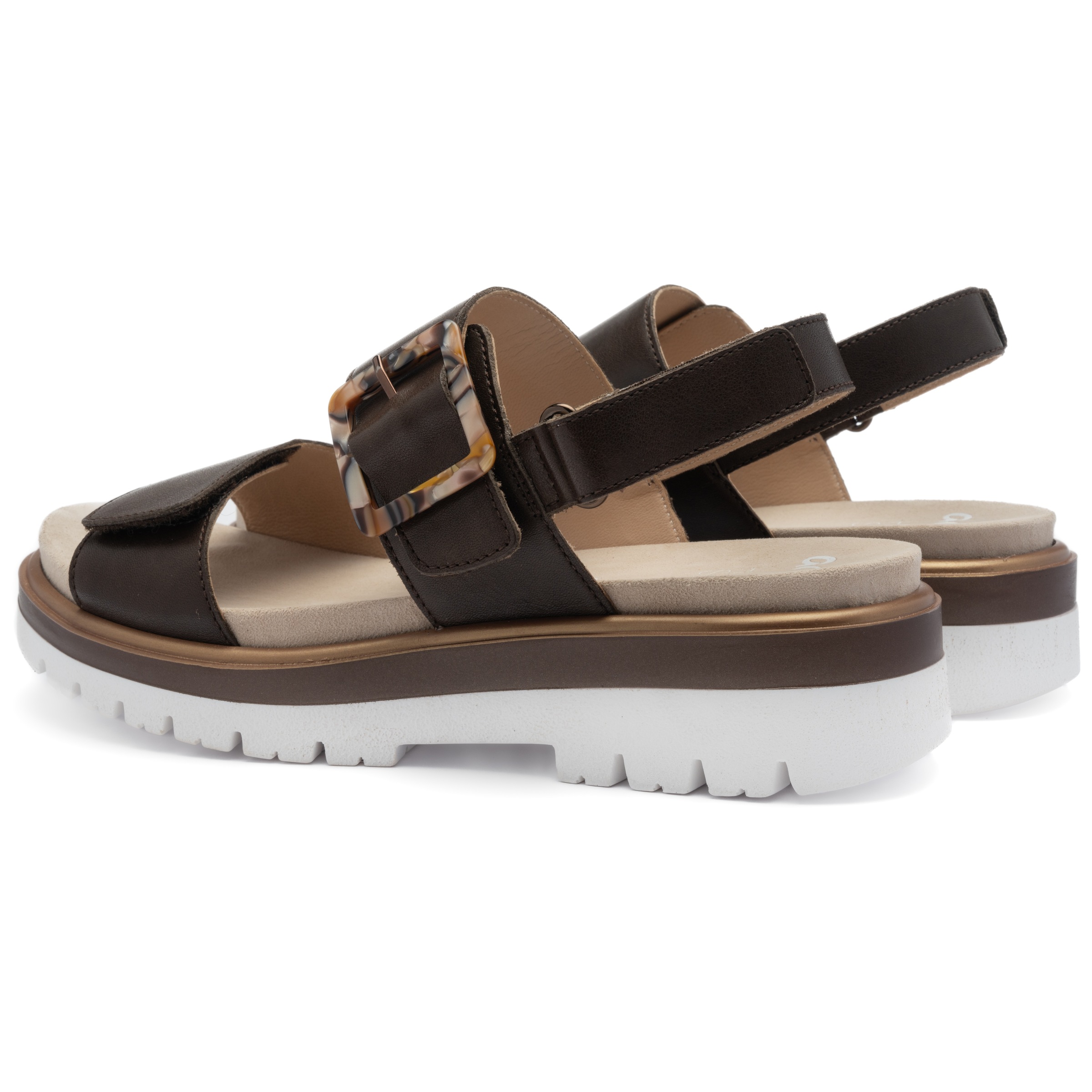 Keilsandalette ARA "MALAGA", Damen, Gr. 41, mokka, Glattleder, unifarben, Schuhe, Keilabsatz, Plateau, Riemchensandalette in bequemer Weite G (= weit) 6