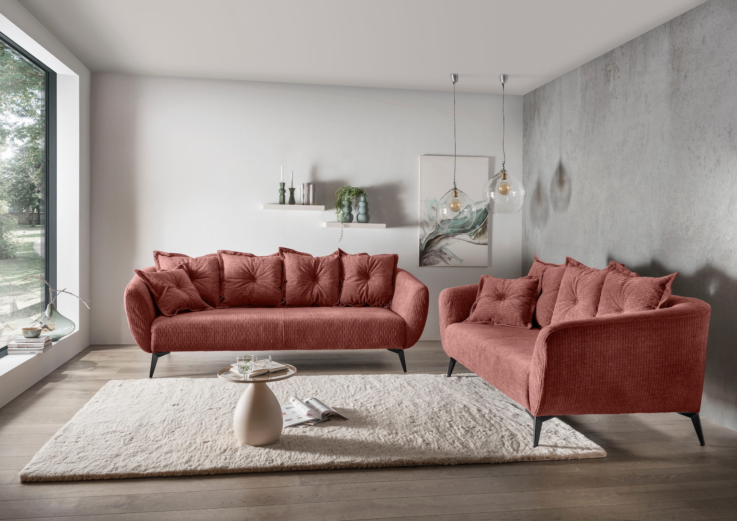 Home affaire 3-Sitzer »Baggio Breite 236 cm, modernes Sofa, hoher Fuß, bequem« schwarze Metallfüße