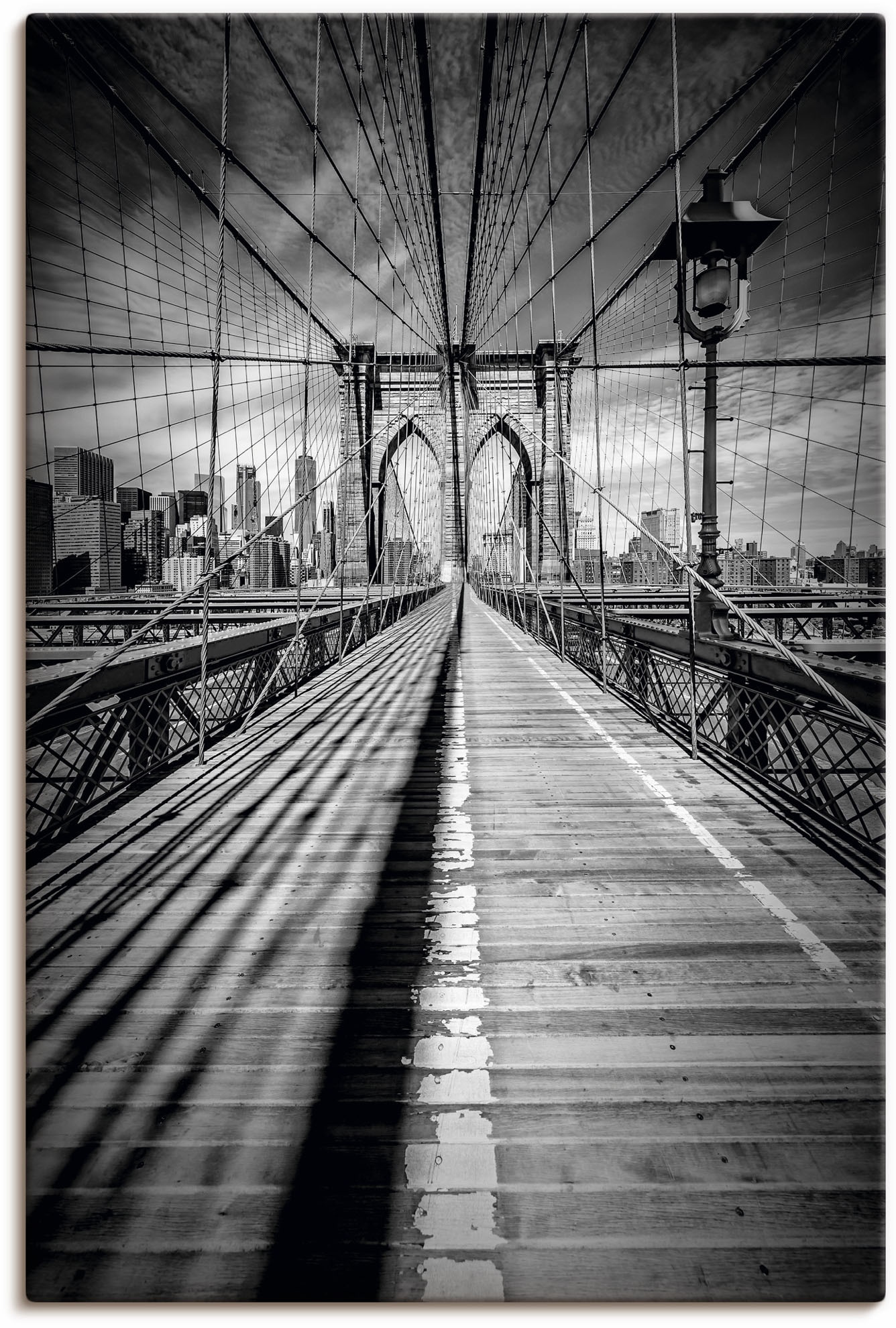 Artland Wandbild "Brooklyn Bridge, New York City Monochrom", New York, (1 St.), als Leinwandbild, Poster in verschied. G