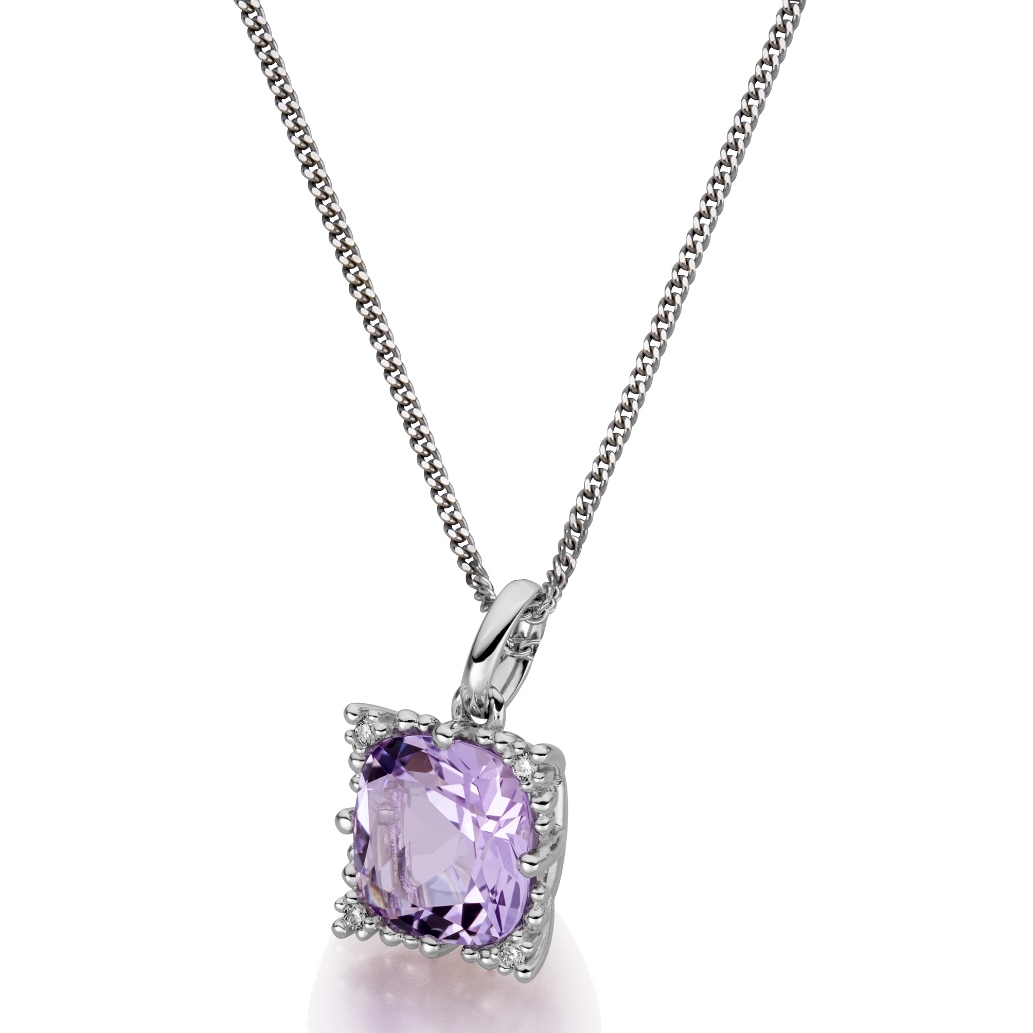 »585/- Kette online Weißgold Brillanten« mit Amethyst Orolino | Anhänger kaufen BAUR