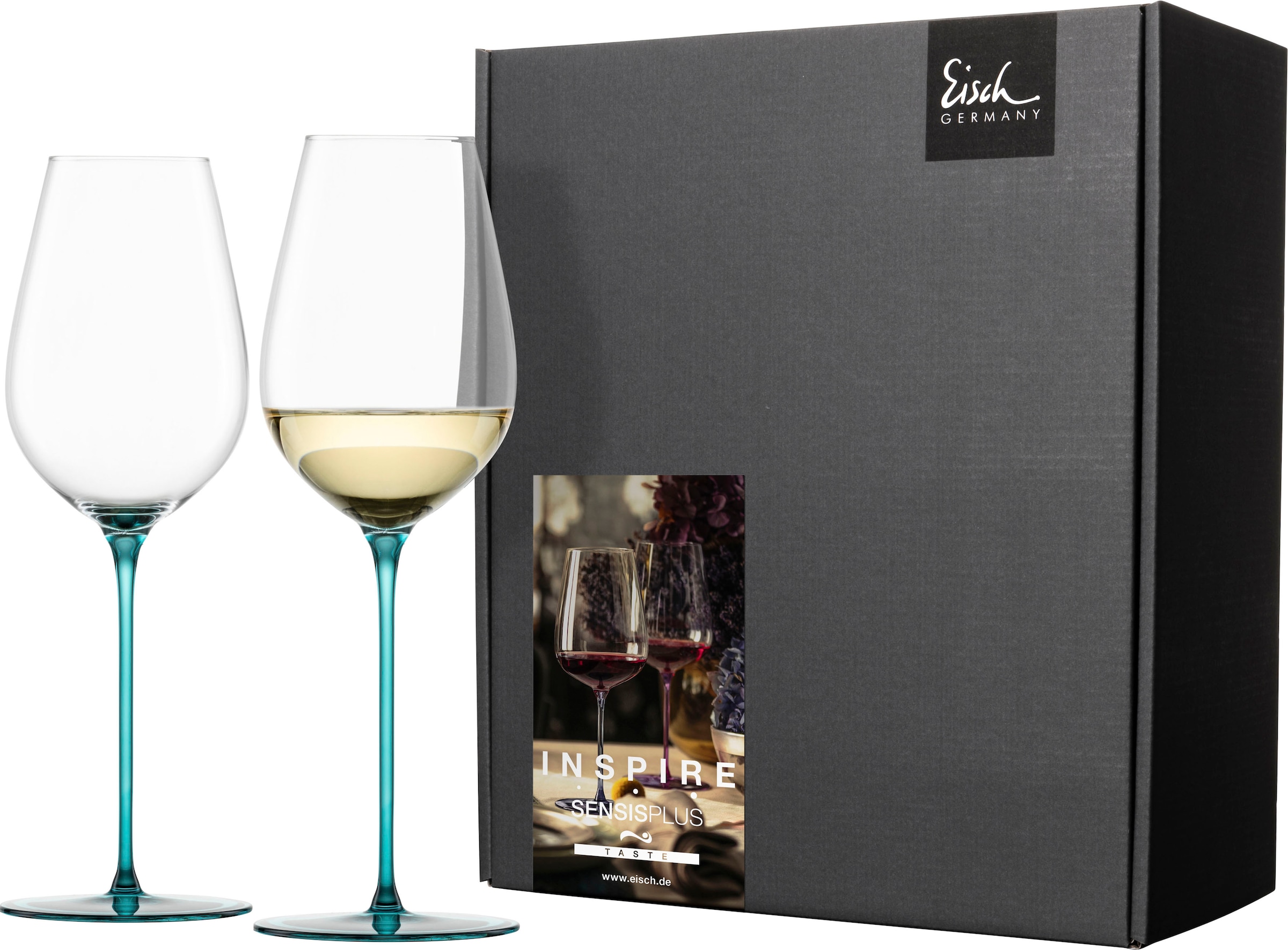 Eisch Champagnerglas »INSPIRE SENSISPLUS«, (Set, 2 tlg., 2 Gläser im Geschenkkarton), die Veredelung der Stiele erfolgt in Handarbeit, 400 ml, 2-teilig