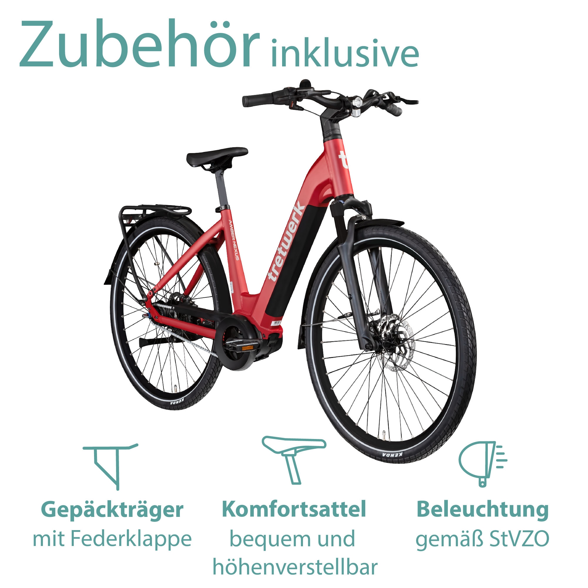 Tretwerk E-Bike »Amber Nexus«, 8 Gang, Mittelmotor 250 W, Tretwerk Amber Nexus E Bike Damen 28 Zoll Elektrofahrrad 155 - 185cm
