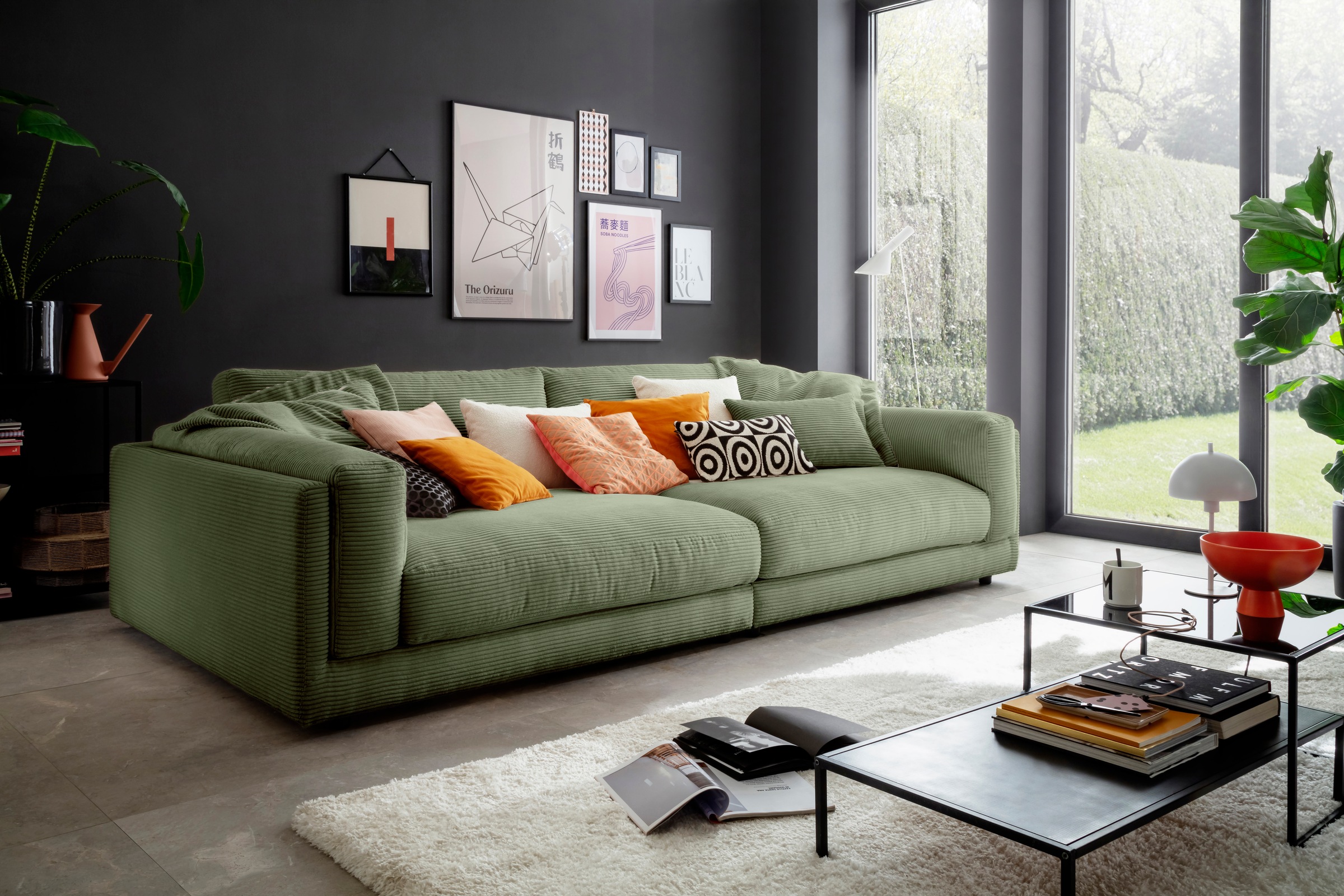 3C Candy Big-Sofa »Karalis mit extra großer Sitztiefe, elegantes Mega Sofa zum Relaxen,«, auch in Cord- oder Leder-Bezug, lose Kissen, loungige Bequemlichkeit