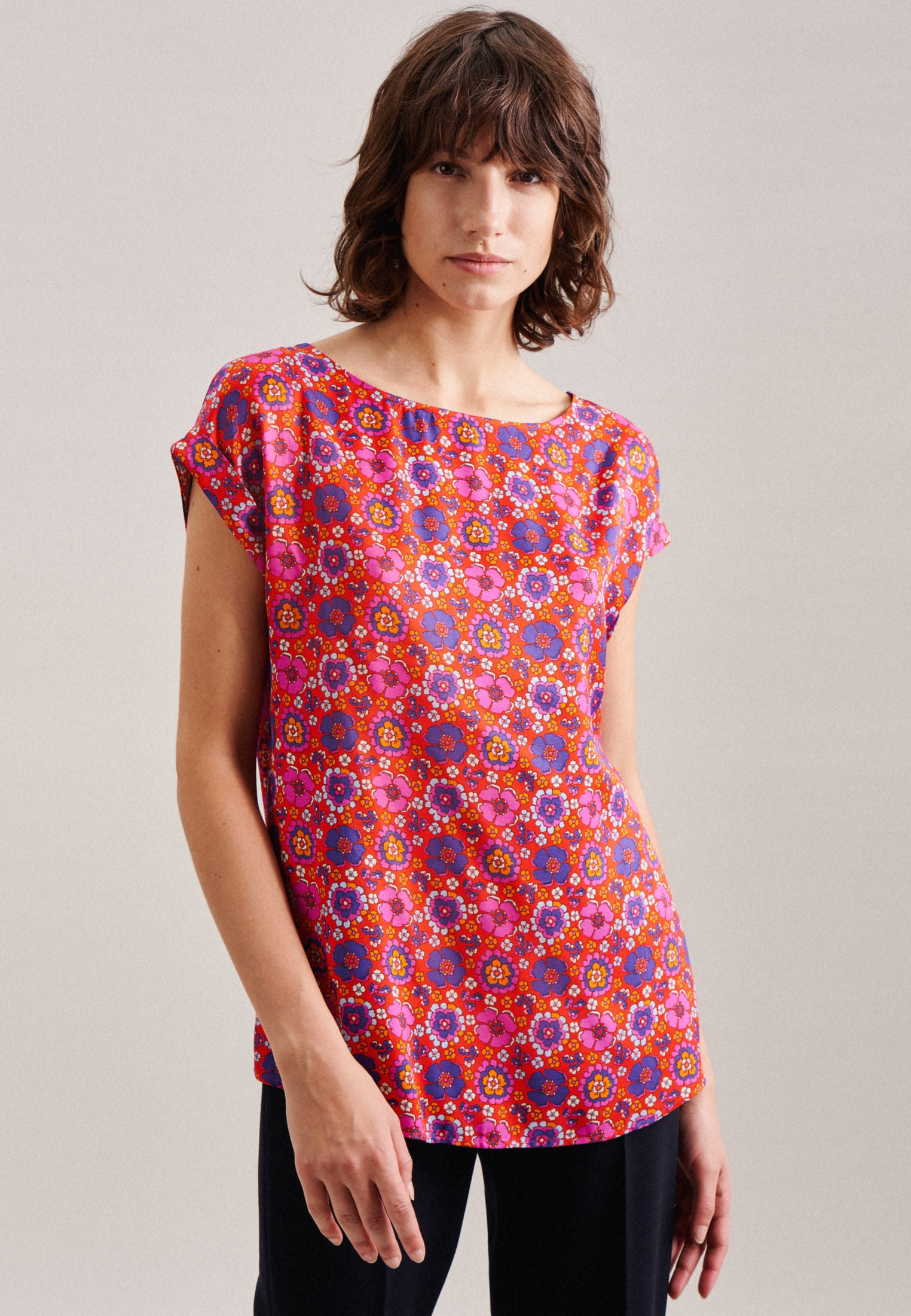 seidensticker Shirtbluse "Schwarze Rose" 1/2 Rundhals Druck günstig online kaufen