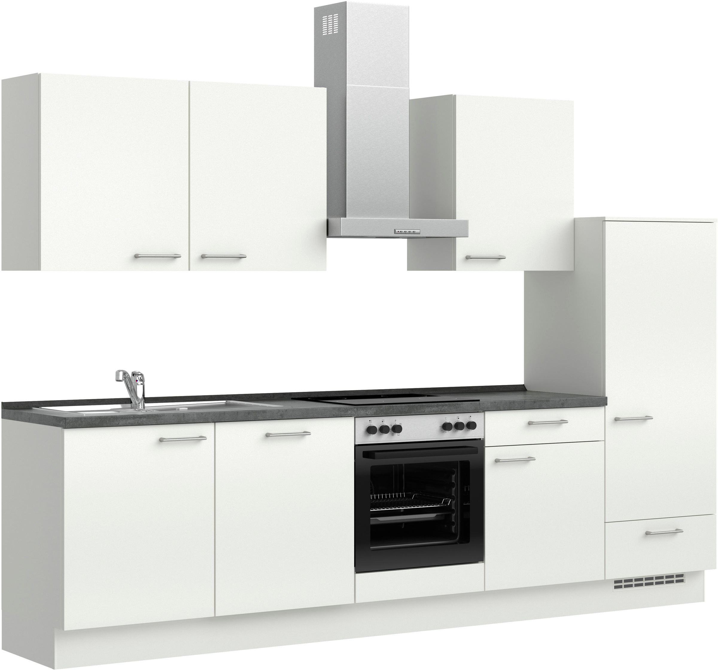 nobilia® Küchenzeile »"Laser I", Ausrichtung wählbar, Breite 300 cm«, vormontiert, wahlw. mit unterschiedlichen E-Geräten-Sets