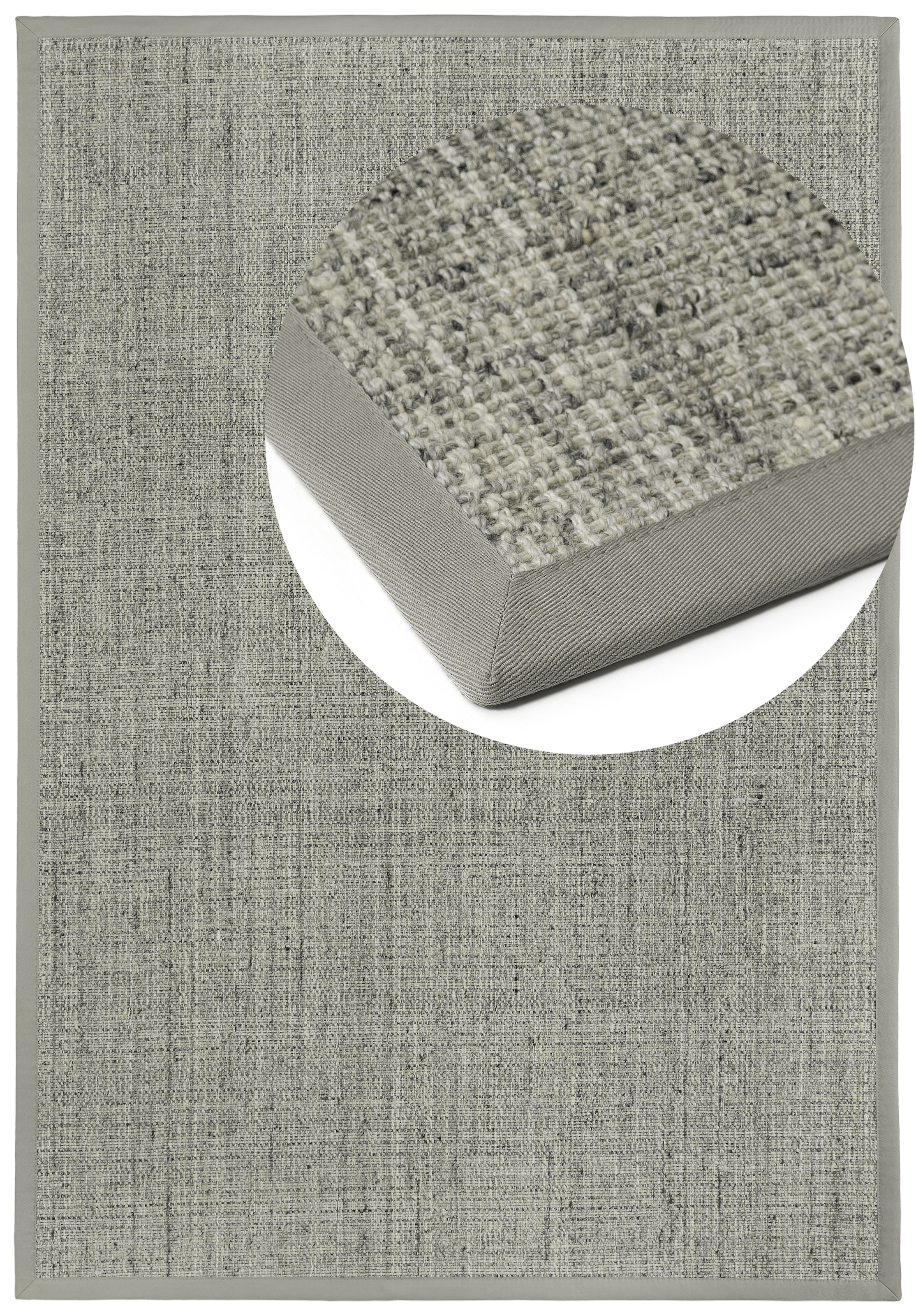 Teppich DEKOWE "Exquisit", hellgrau, B:160cm H:8mm L:230cm, Teppiche, Teppich, von Hand gewebt, meliert, mit Bordüre, Wohnzimmer