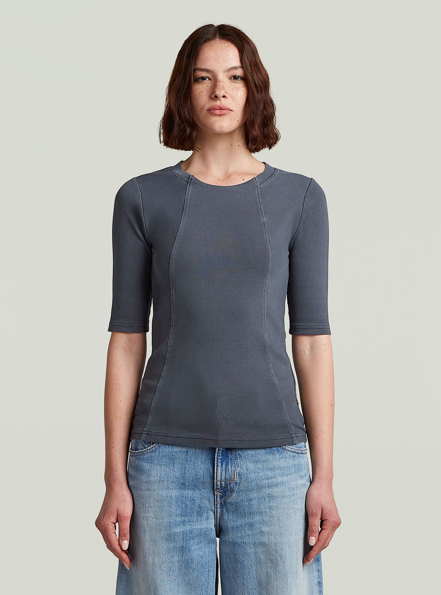 G-STAR "Washed A-Line Slim Rib T-Shirt"