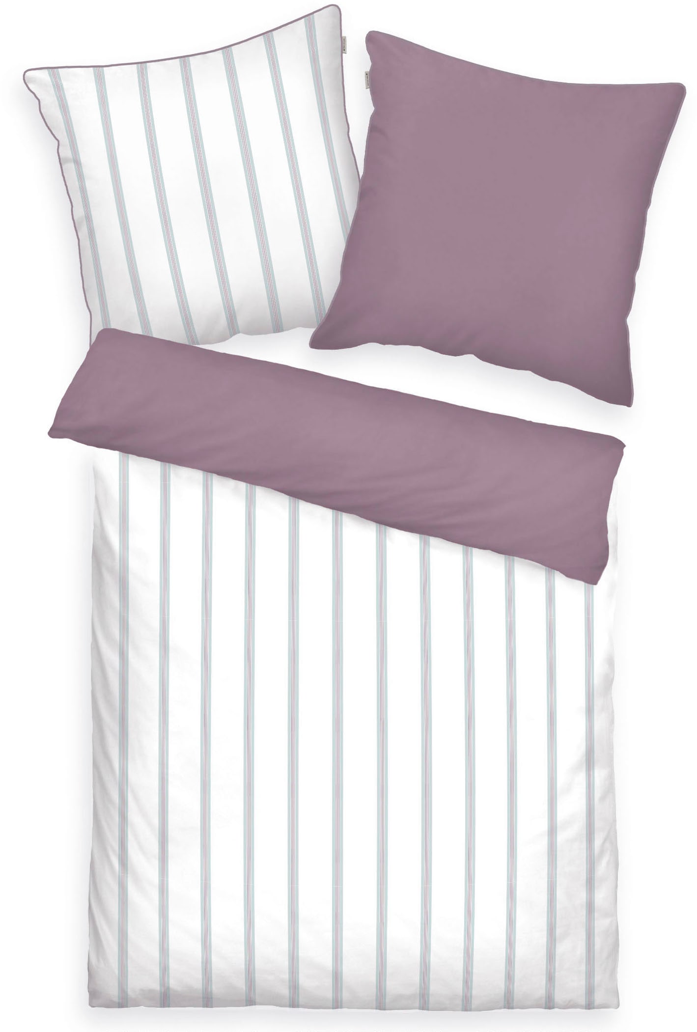 TOM TAILOR HOME Bettwäsche "CLASSIC SATIN STRIPES in Gr. 135x200cm oder 155x220cm", new bedroom, farbige Paspel am Kisse