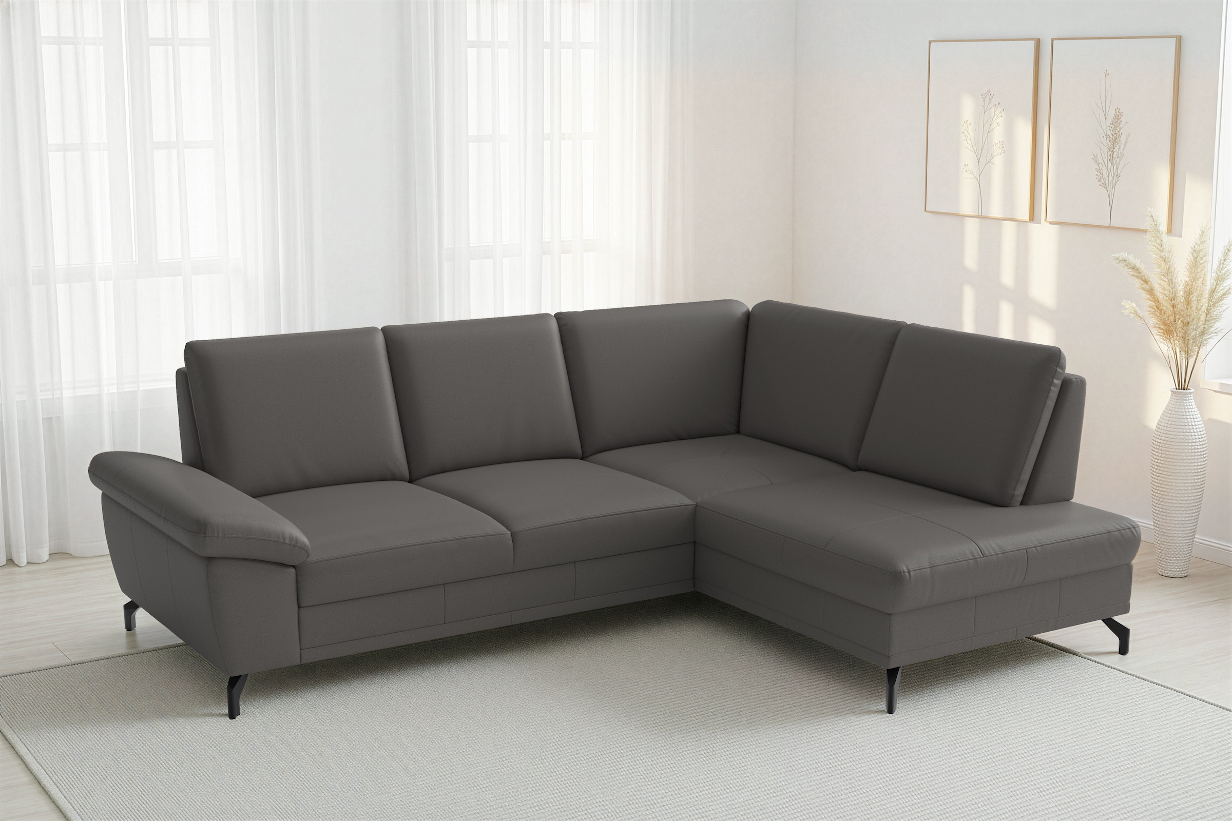 sit&more Ecksofa "Chelsea L-Form, B: 249 cm, Armteil- & Sitztiefenverstellung, Leder" optional mit Schlaffunktion und Bettkasten