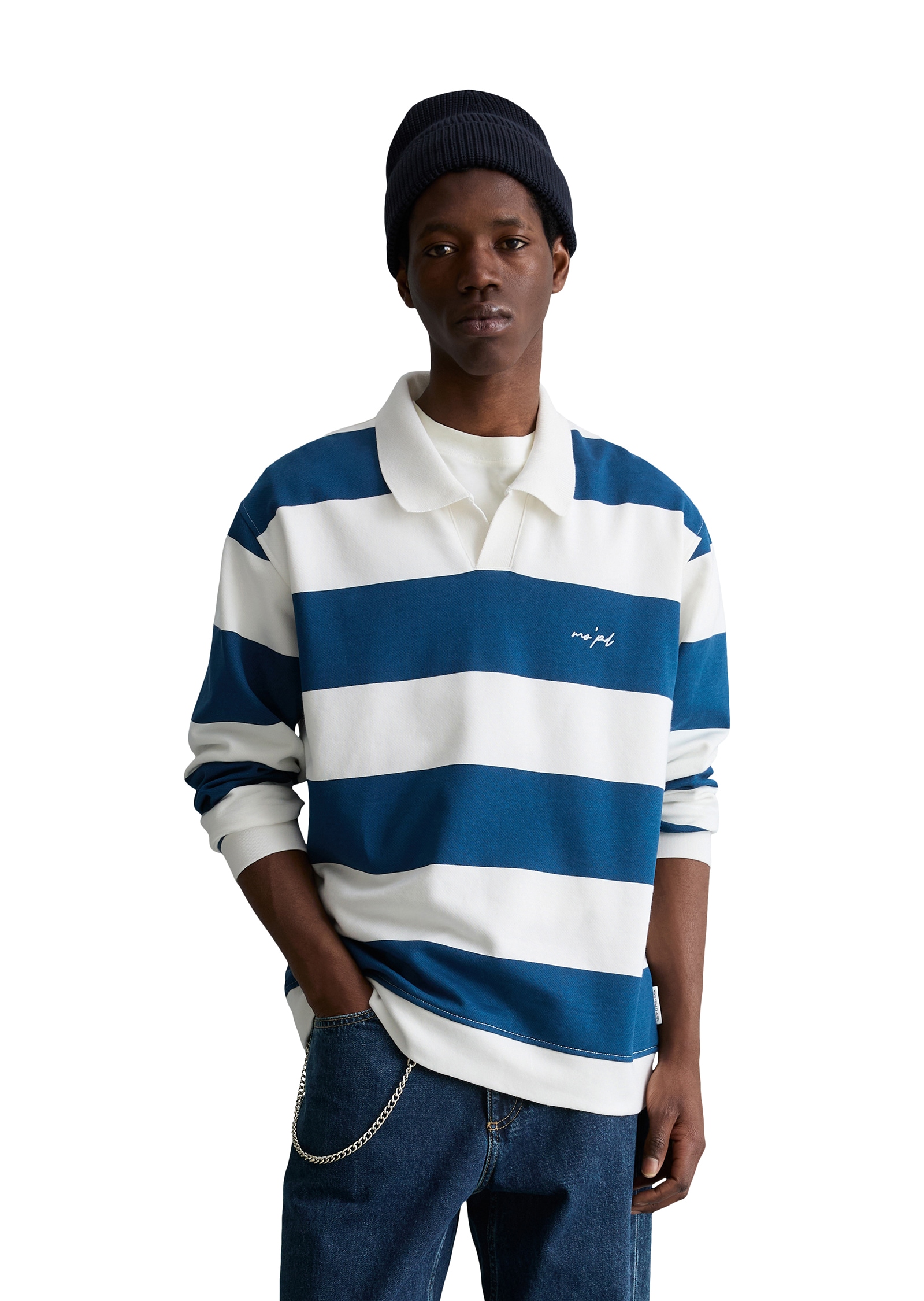 Marc OPolo DENIM Sweatshirt "mit Polokragen", relaxed fit mit gedrucktem St günstig online kaufen