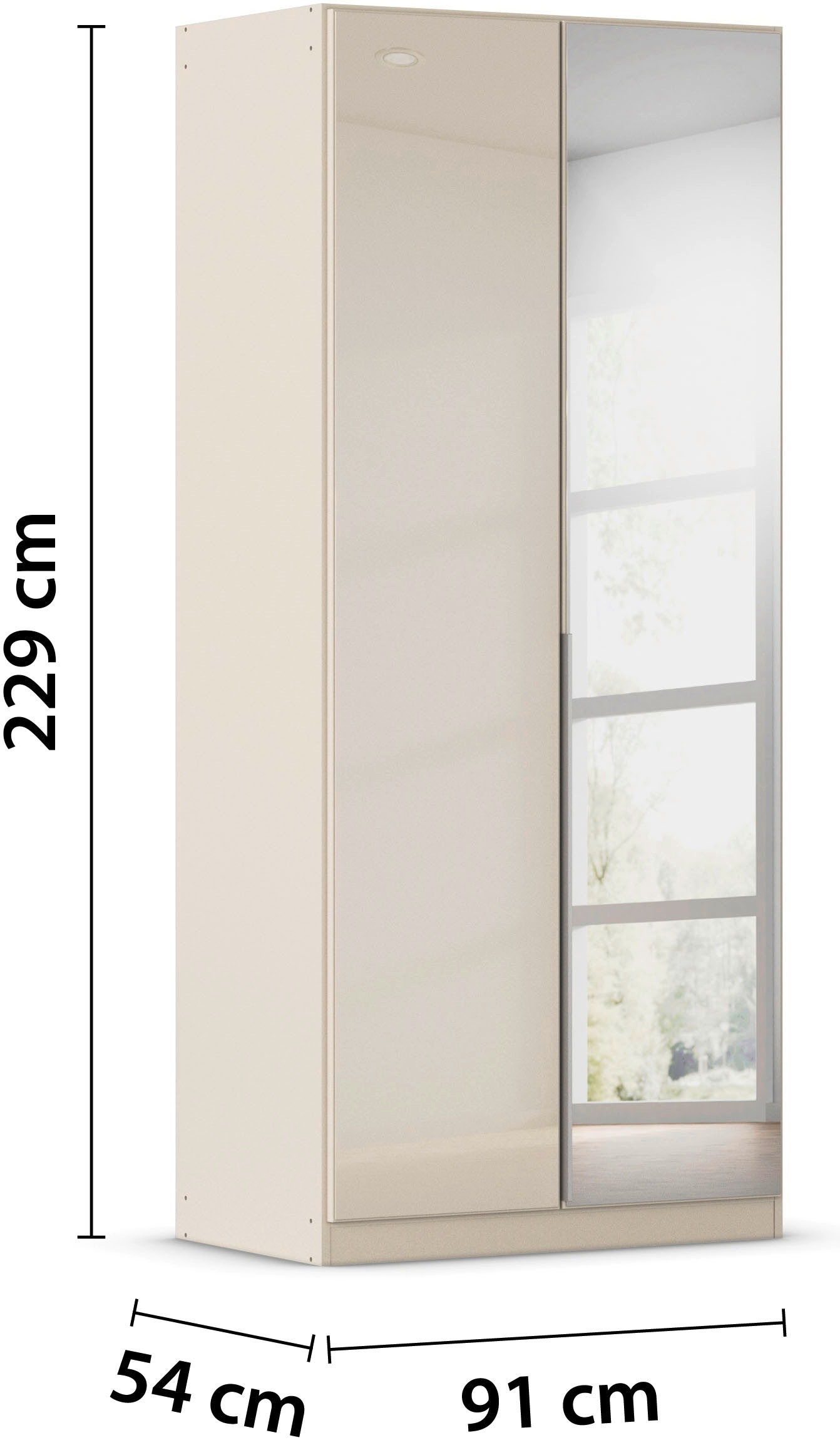 rauch Drehtürenschrank »Kleiderschrank Kleiderschränke Schrank Garderobe AGORDO mit Glasfront«, (in zwei Griff-Farben), durchdachte Innenausstattung, in 6 Breiten und 2 Höhen MADE IN GERMANY