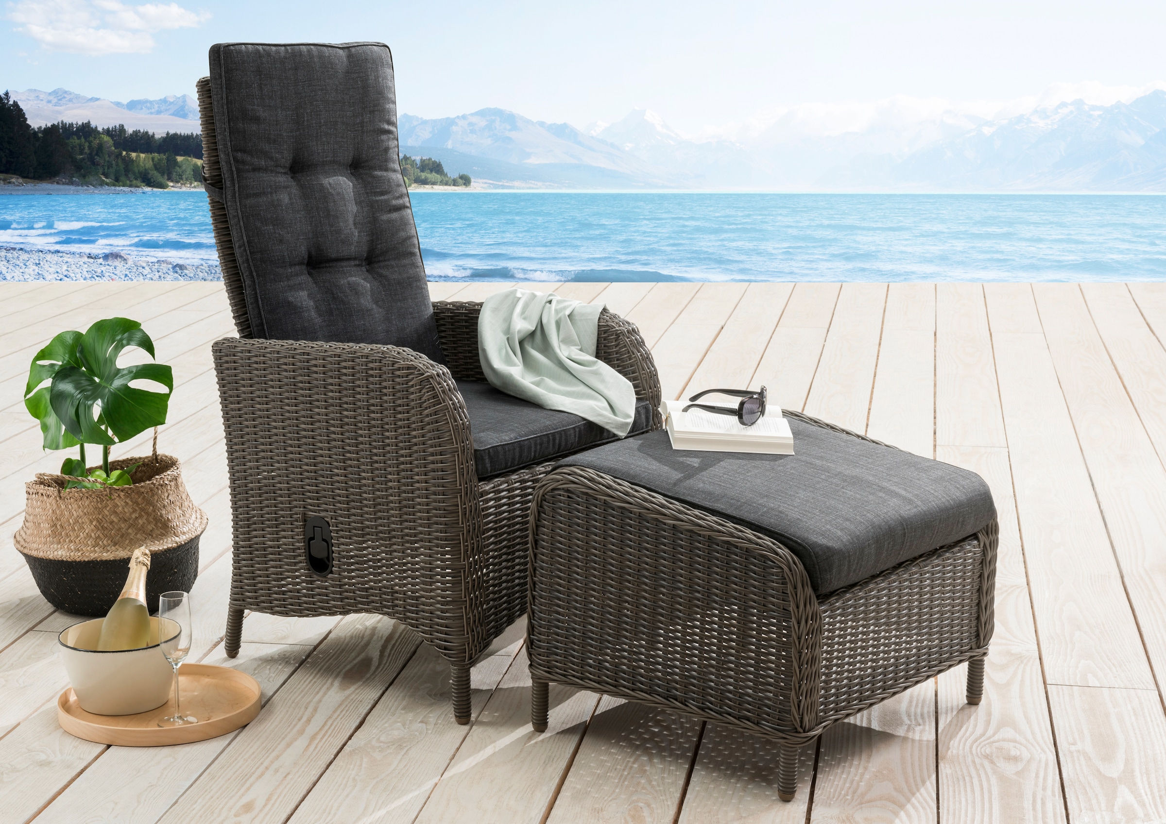 | MERXX Auflagen Deckchair«, Stahl/Kunststoff, BAUR kaufen (4-tlg.), Gartensessel »Komfort inkl.