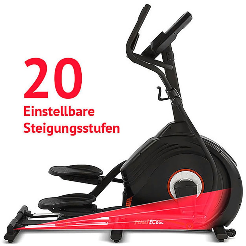 Fuel Fitness Crosstrainer »EC600 Crosstrainer mit Steigung«, 20 Stufen Steigung, 50,8 cm Schrittlänge, Pulsmessung, App‑kompatibel