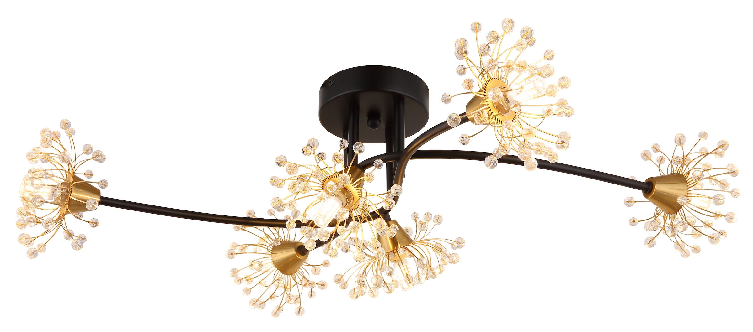 GLOBO LIGHTING Deckenleuchte »FIORE«, Leuchtmittel G9 | ohne Leuchtmittel, Deckenlampe/goldfarben/Acrylkristalle/Wohnzimmer/Schlafzimmer