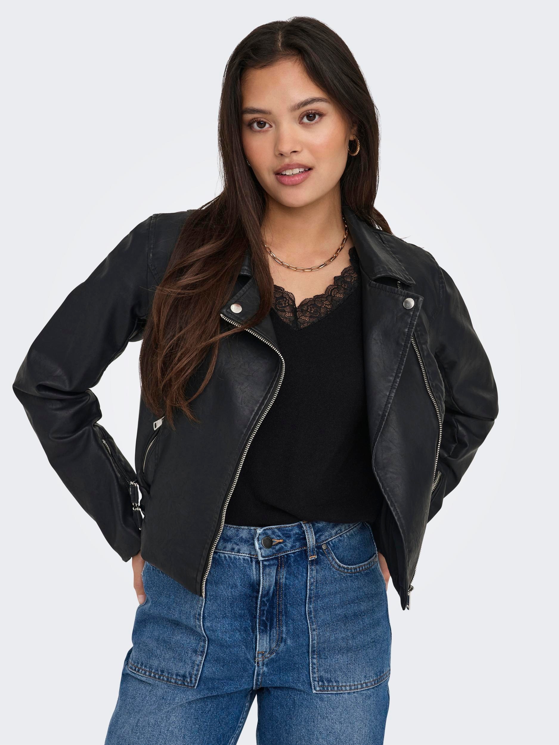 Lederimitatjacke »ONLALBA FAUX LEATHER BIKER CC OTW«, mit vielen Biker Details