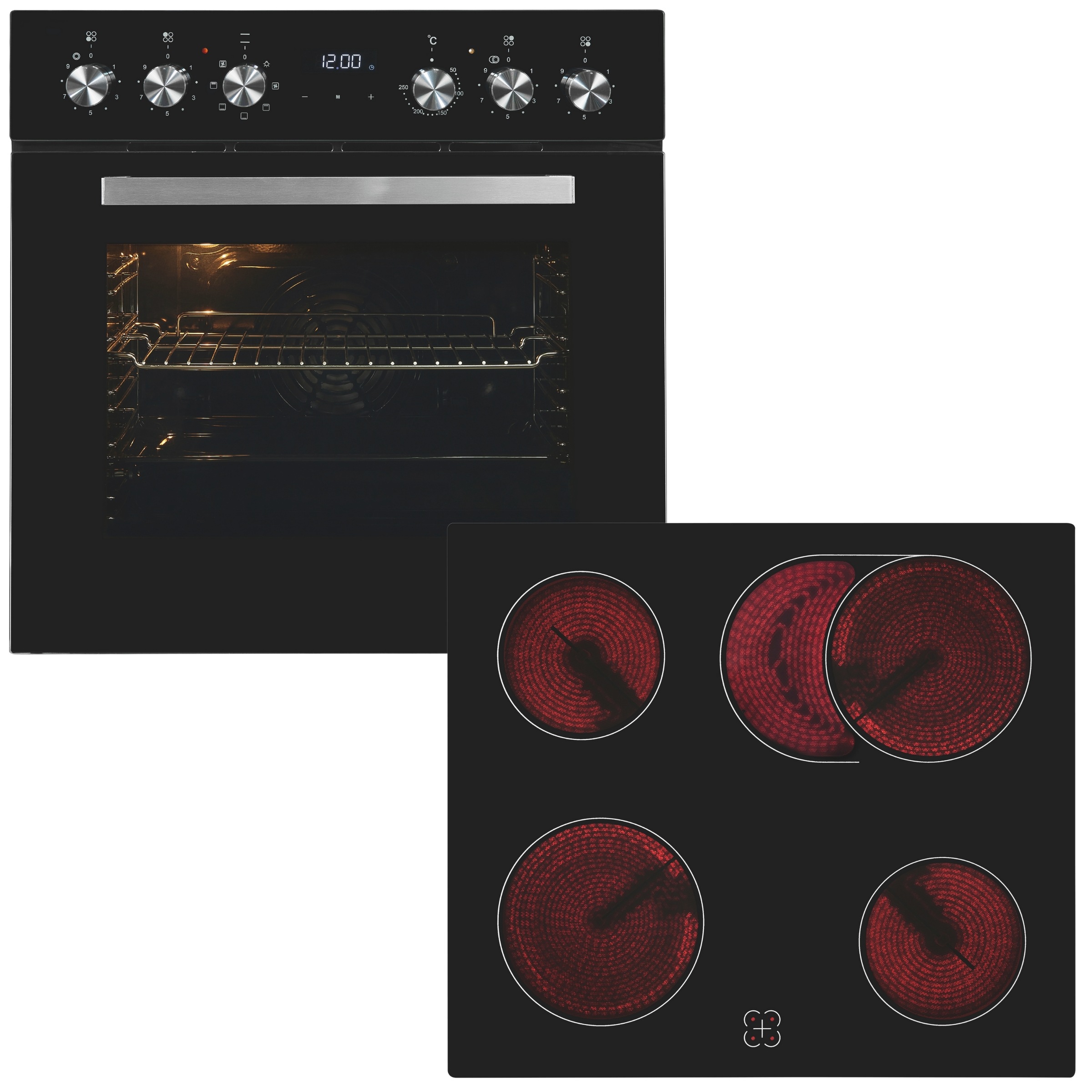 exquisit Elektro-Herd-Set "EHE157-UBZ-020 schwarz" Umluftherd für Backen&Gr günstig online kaufen