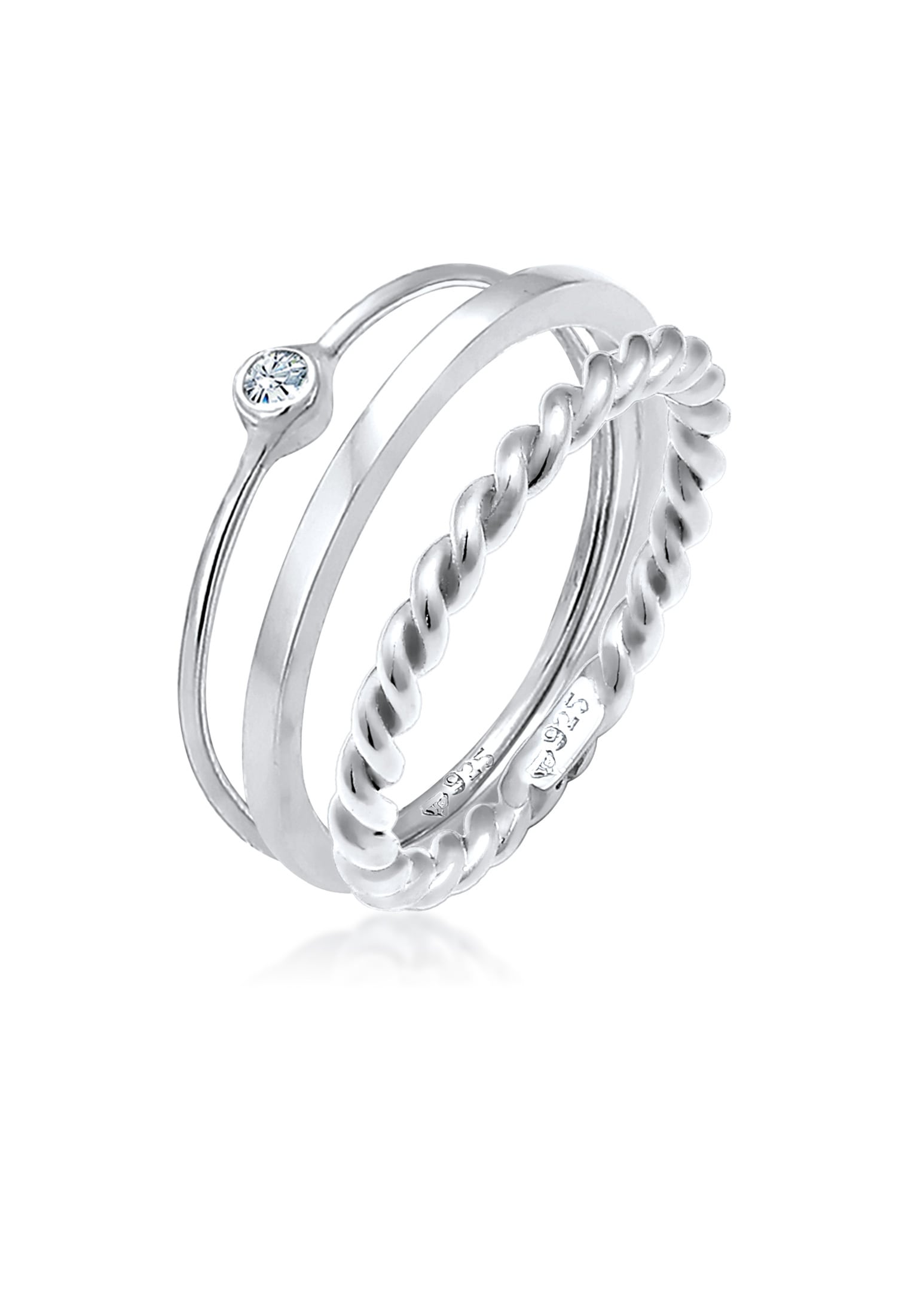 Solitärring »Ring-Set mit Kristalle 925 Silber«