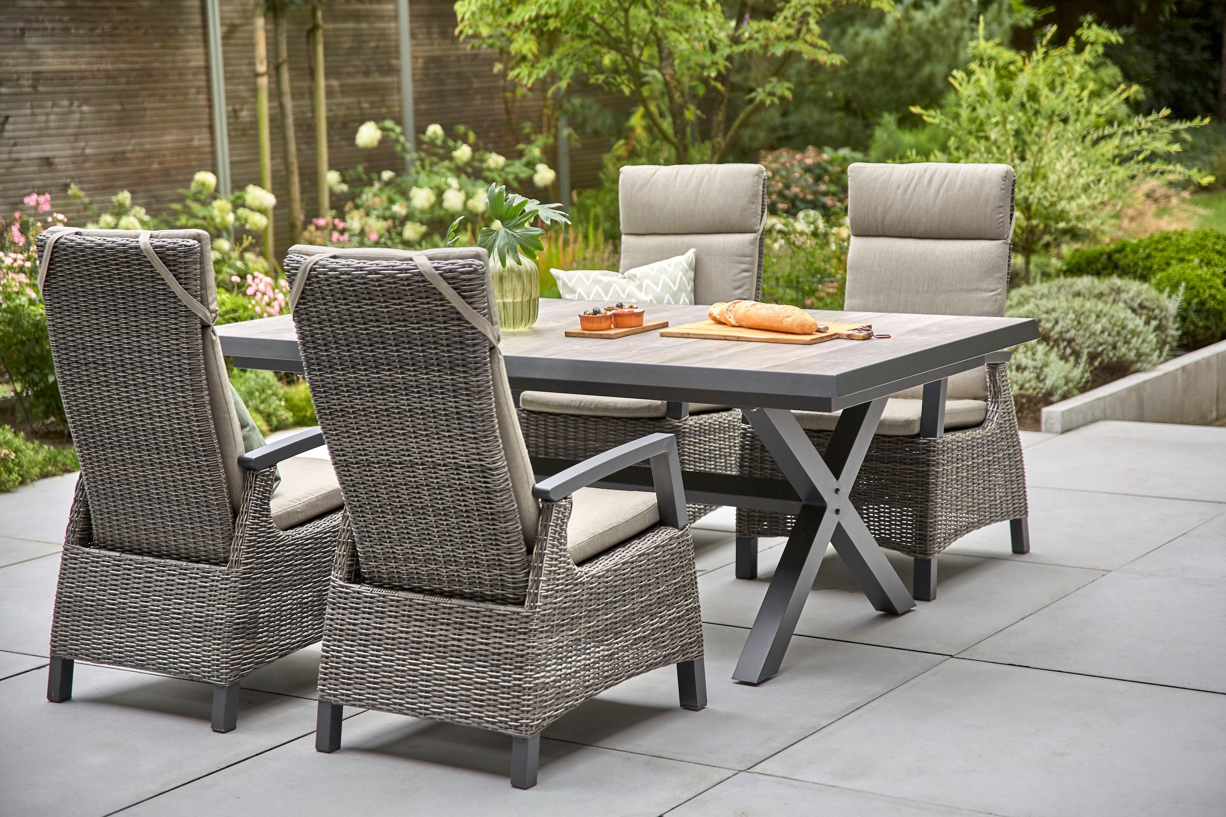 Siena Garden Garten-Essgruppe "Corido" 4 Sessel: 76x62x109 cm, Tisch Sincro günstig online kaufen