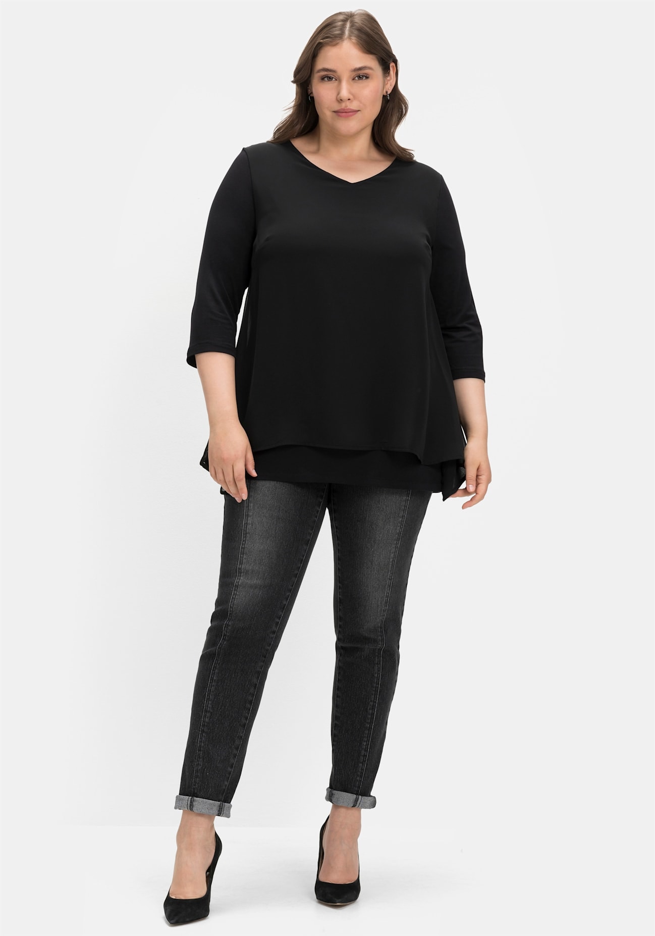 Sheego 3/4-Arm-Shirt »3/4-Arm-Shirt«, (1 tlg.)