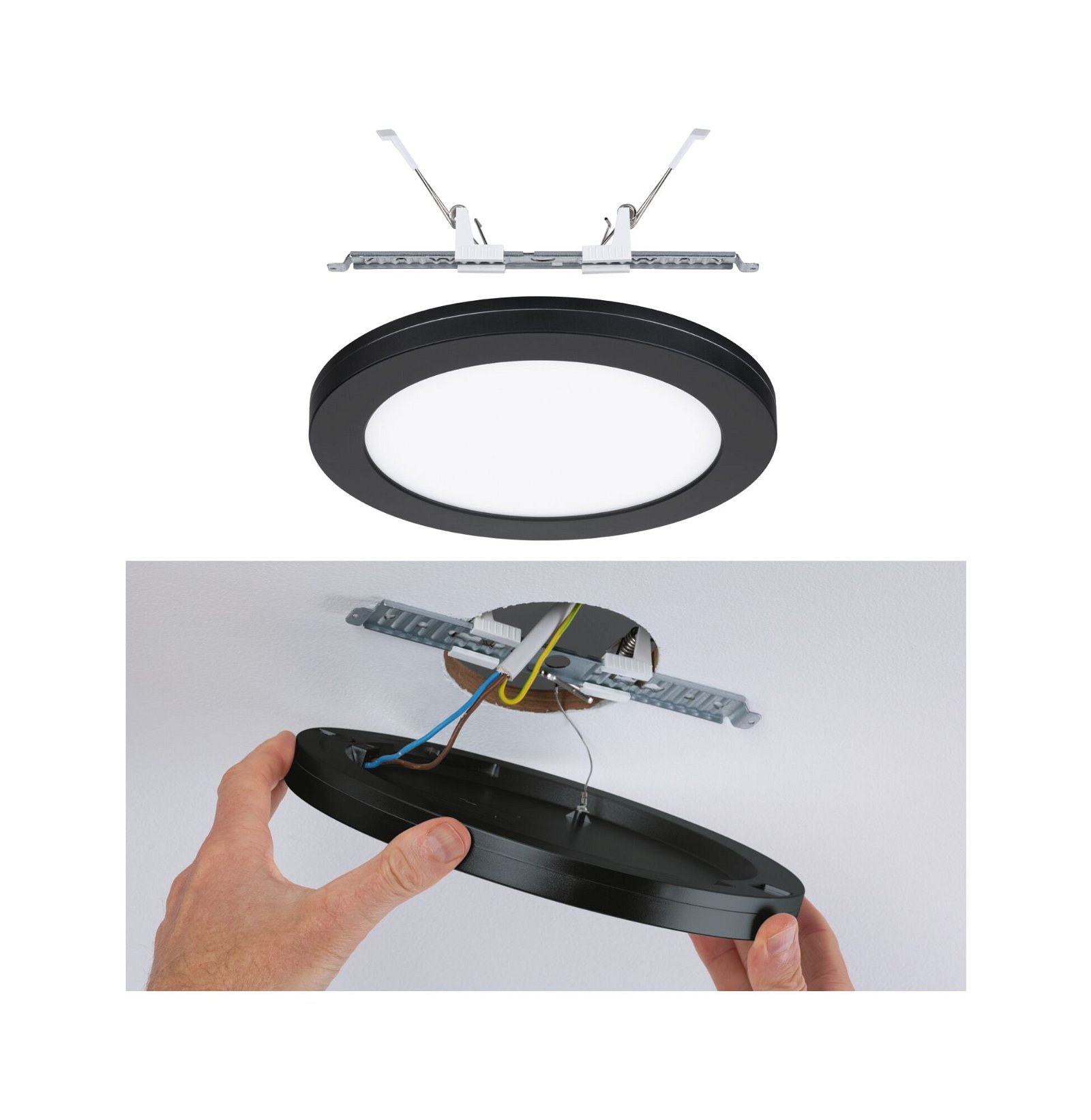 Paulmann LED Einbauleuchte »2in1 Cover-it rund 225mm 16,5W 1200lm 4000K Chrom matt« 1 Stk. Neutralweiß Einbaupanel