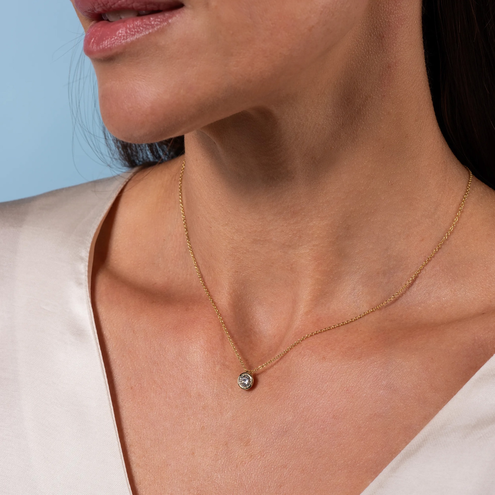 LYOMI Kette mit Anhänger »585/- Gelbgold 1 synth. Diam. 0,50 ct.«