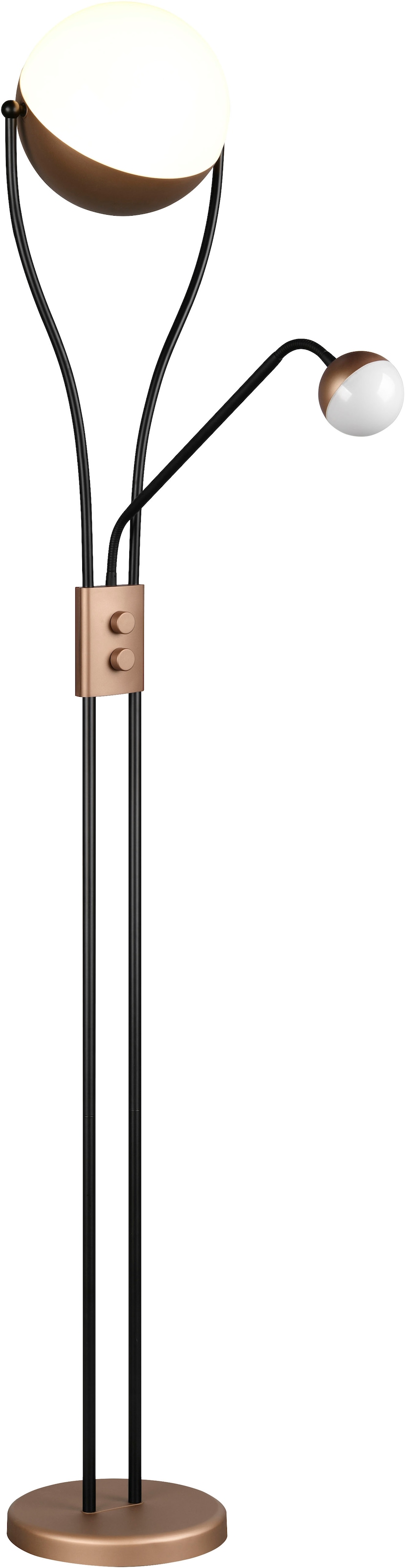 TRIO Leuchten LED Stehlampe »CHRIS, LED Stehleuchte Höhe 180cm, mit Lesearm, Drehdimmer«, 2 flammig, Leuchtmittel LED-Board-LED-Board | LED fest integriert-LED fest integriert, flexibles Leselicht getrennt schalten + dimmen, warmweißes Licht 3000K
