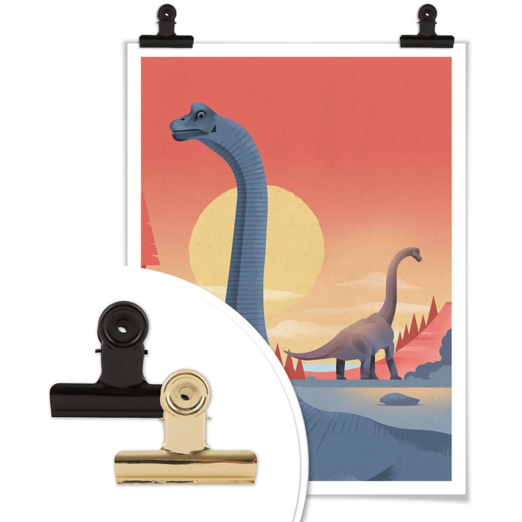 Wall-Art Poster »Brachiosaurus Dino Safari«, Dinosaurier, (1 St.)