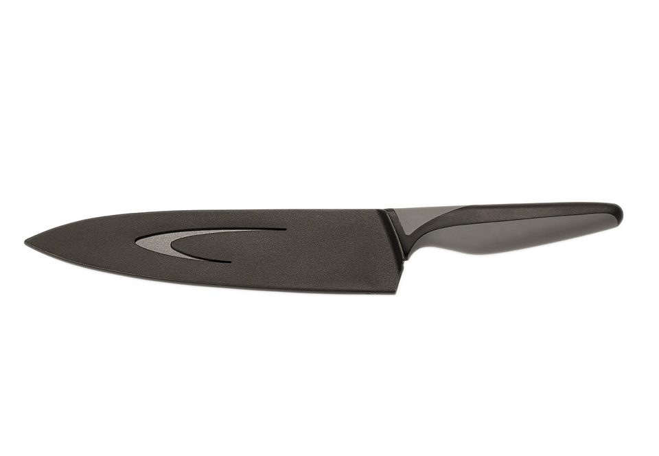 ECHTWERK Kochmesser »BlackSteel«, (Set, 1 tlg., inkl. Klingenschutz), Küchenmesser, Edelstahl, hohe Schneidfestigkeit, Klingenlänge 20 cm