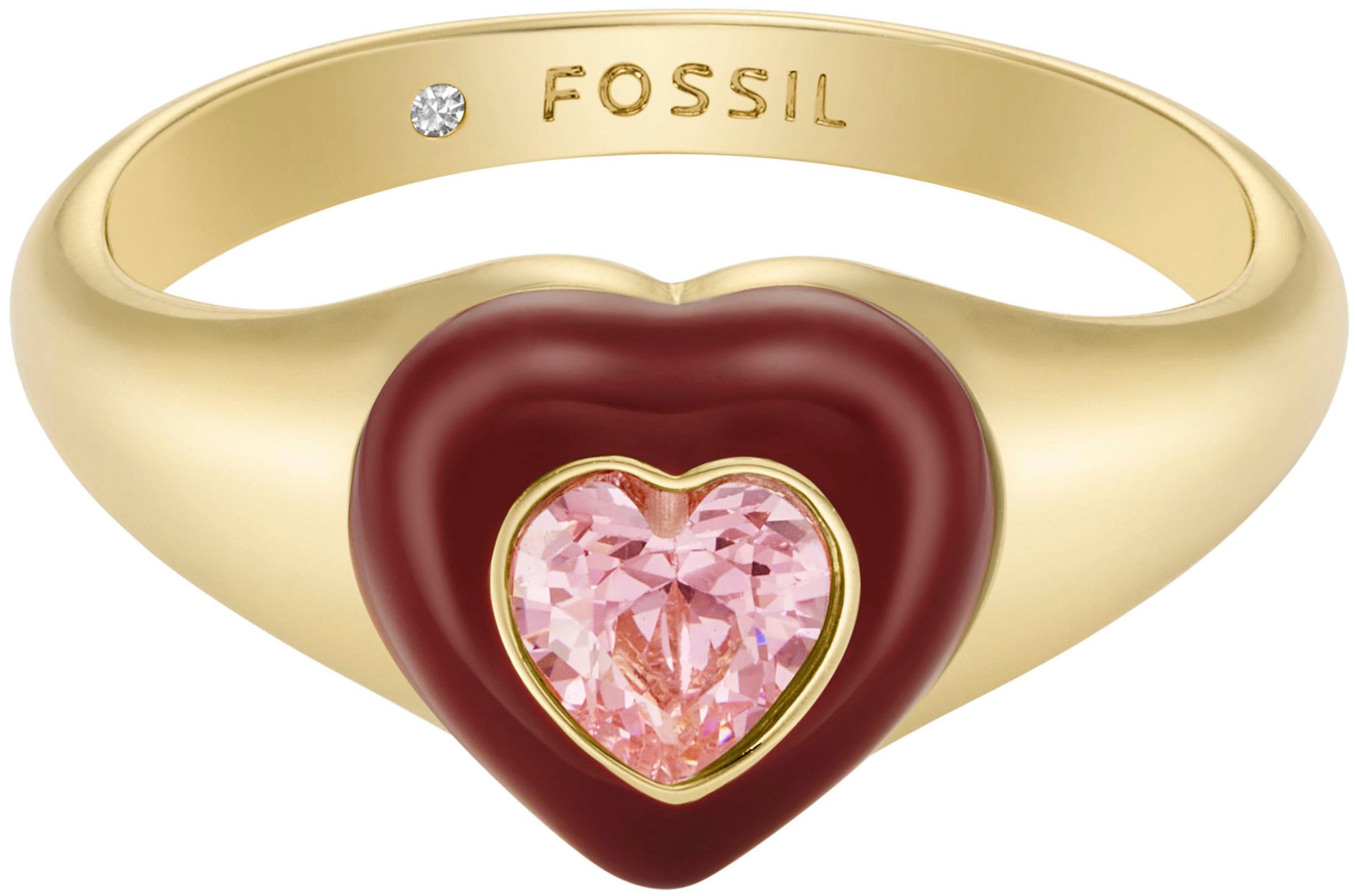 Fossil Fingerring »SADIE, Herz, JA7229710«, mit Zirkonia (synth.)