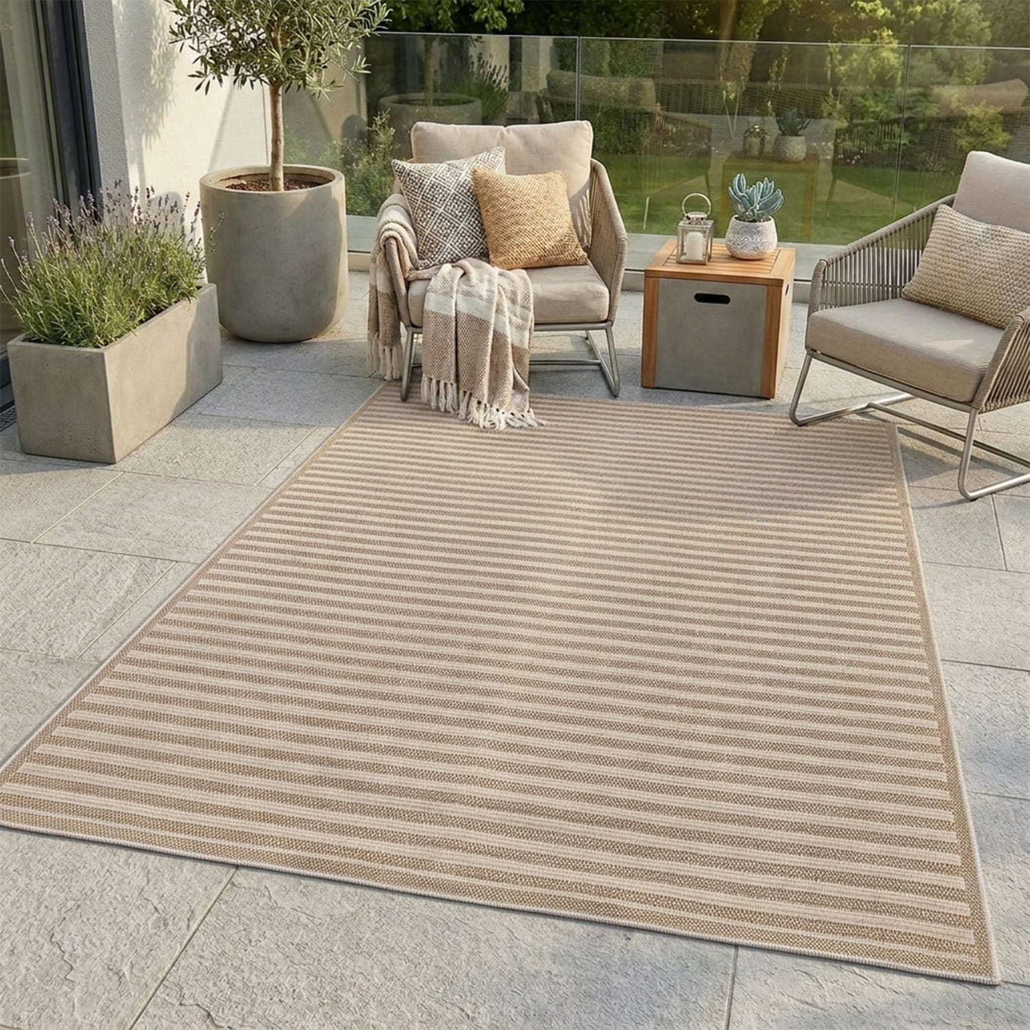 Carpet City Outdoorteppich »Outdoor 102 ,  auch in rund« rechteckig 5 mm Höhe Witterungsbeständig für Balkon, Terrasse, In und Outdoor, Sisal Optik