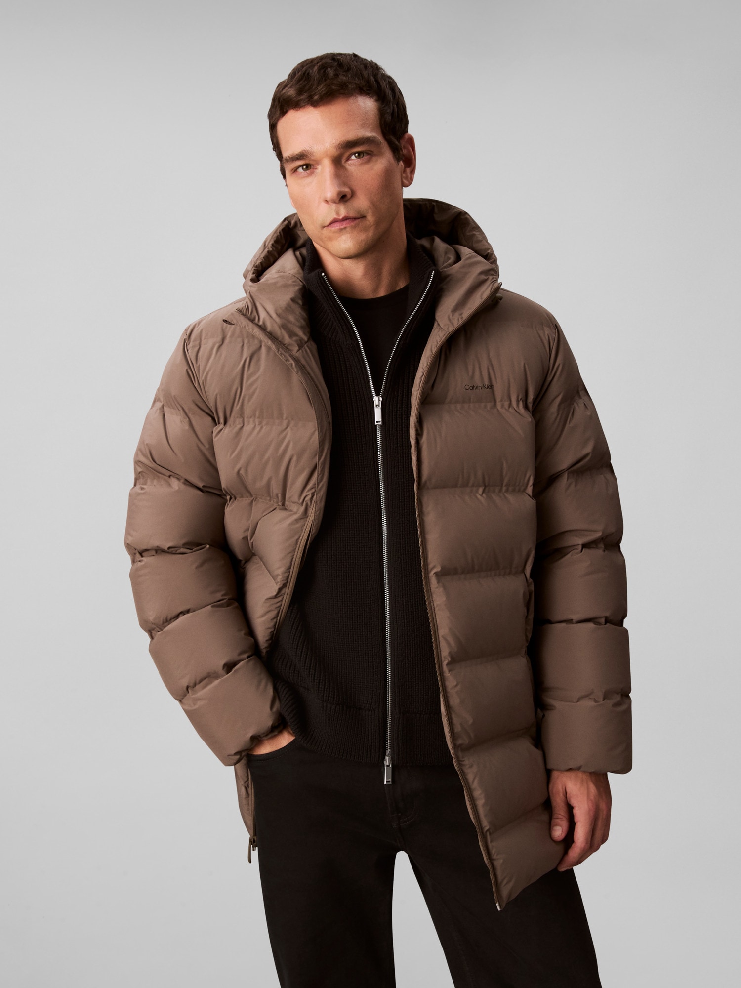 Calvin Klein Steppmantel "LS BONDED CHNNLD LONG HOODED PUF" Mit Rundhalsaus günstig online kaufen