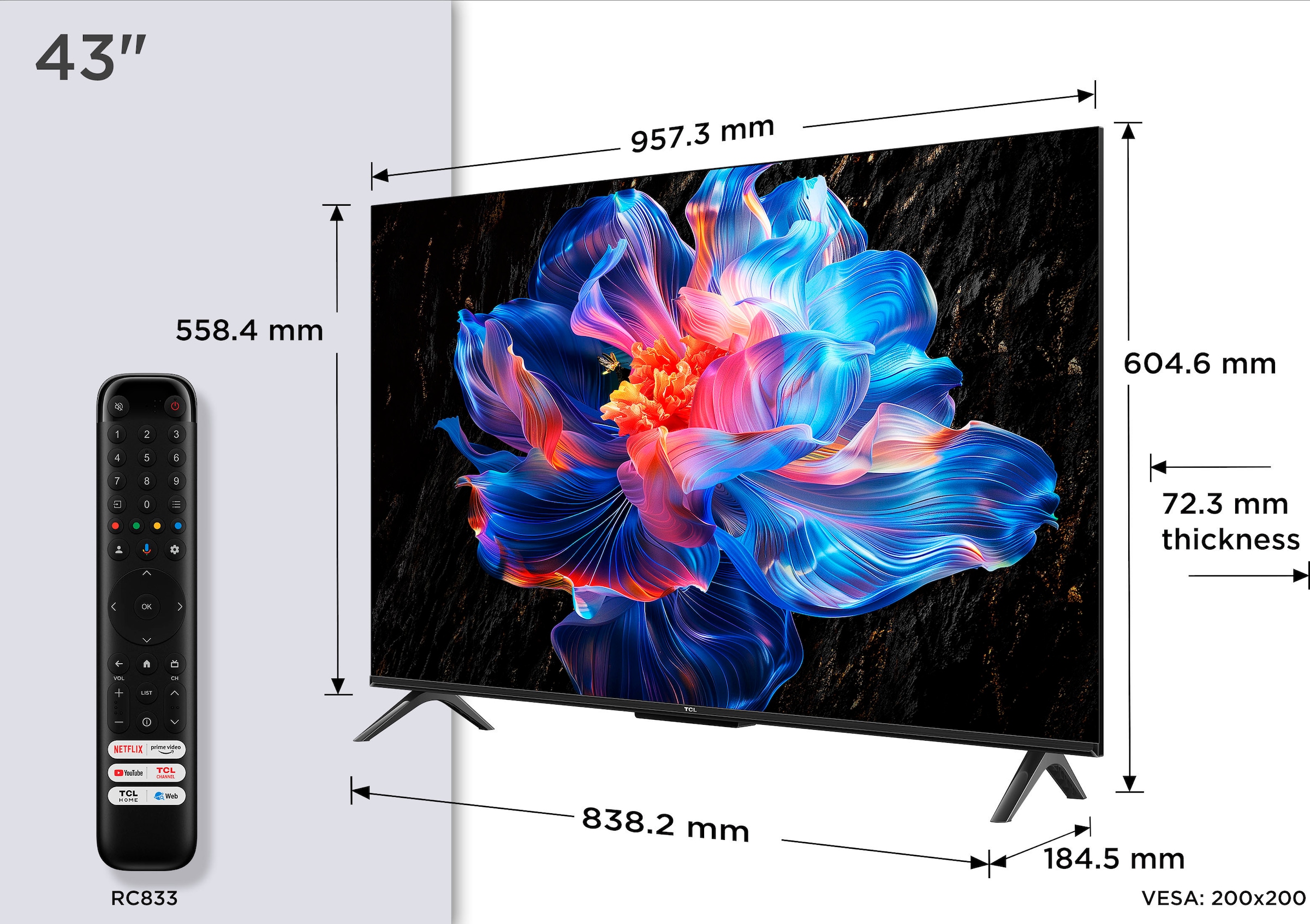 TCL LED-Fernseher »43V6CX1«, 4K Ultra HD, Google TV-Smart-TV, 4K HDR, Multi-HDR, Dolby Vision, Game Master, Smart TV, Apple TV, AiPQ