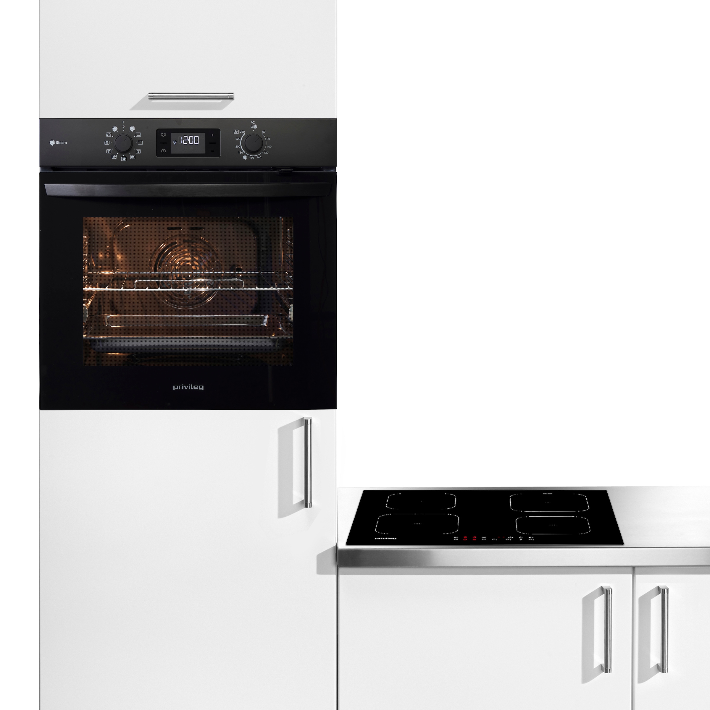 Privileg Backofen-Set »BAKO Turn&Go Steam 620« mit Teilauszug Hydrolyse Set, 2 Stk. tlg. Hydrolyse - schnelle und mühelose Reinigung mit der Kraft des Dampfes